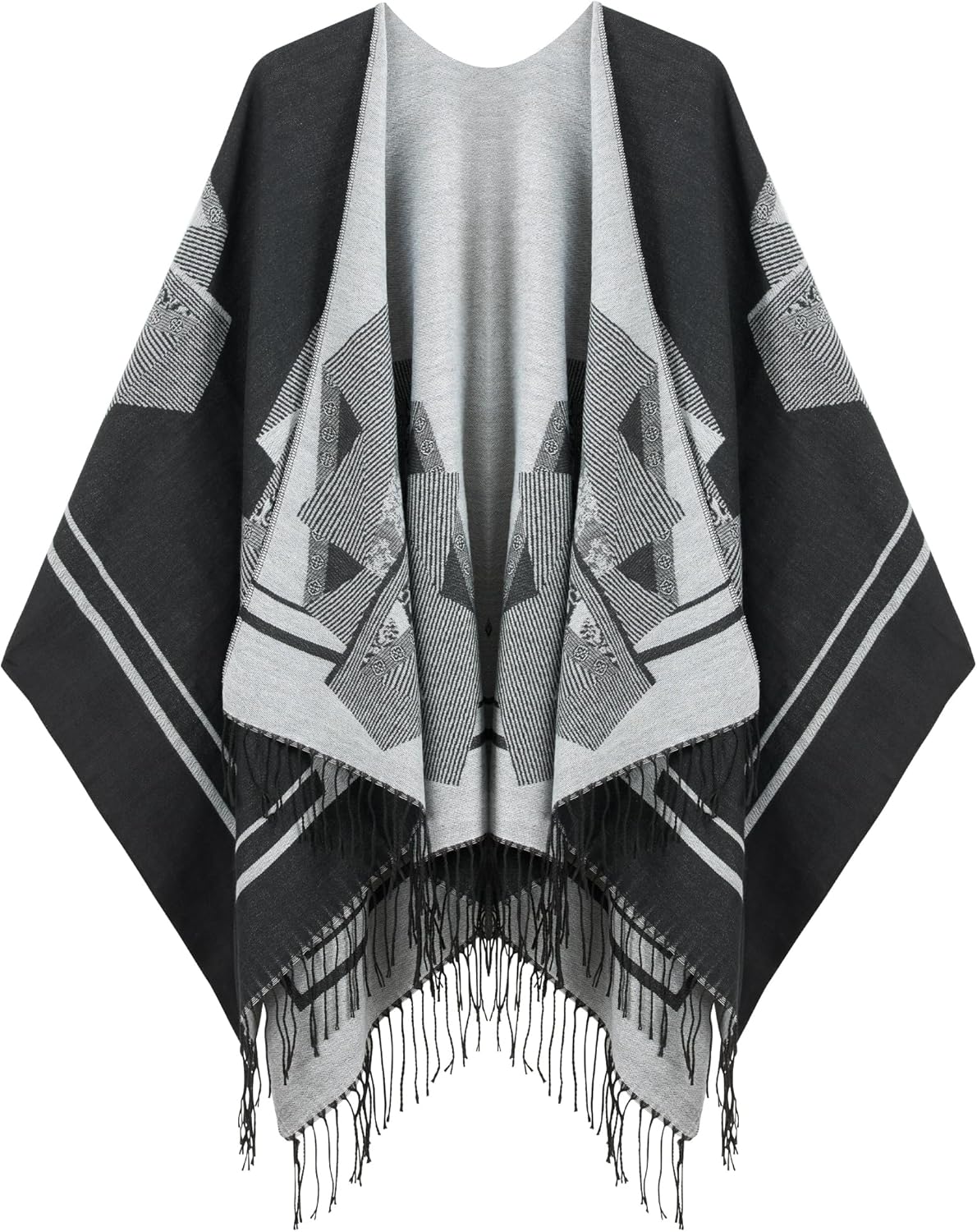 Women's Shawl Wrap Poncho Ruana Cape Cardigan Sweater Open Front for Fall Winter Spring - Image 3