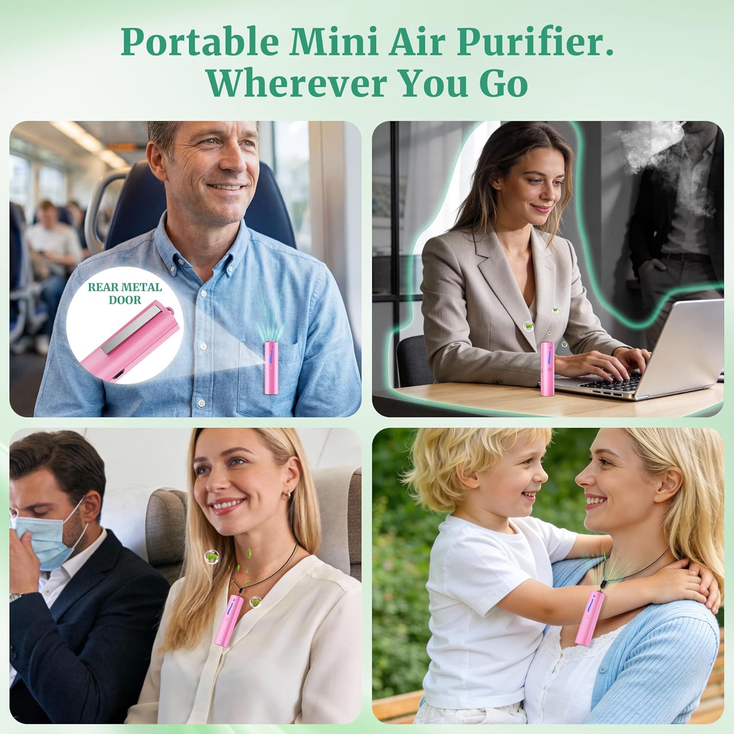 Car Air Freshener with Fragrance-Free, Hanging Car Air Freshener with Ions, Helps keep your car feeling fresh, Small Portable USB Rechargeable for Daily Driving, Home, Office(F6I Pink) - Image 6