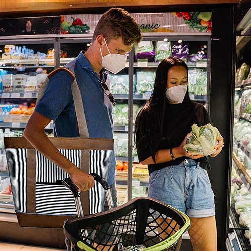 Miniatura 7 de Bolsa térmica a prueba de fugas con aislamiento térmico de espuma térmica, bolsa de comestibles reutilizable, bolsas de almuerzo grandes para