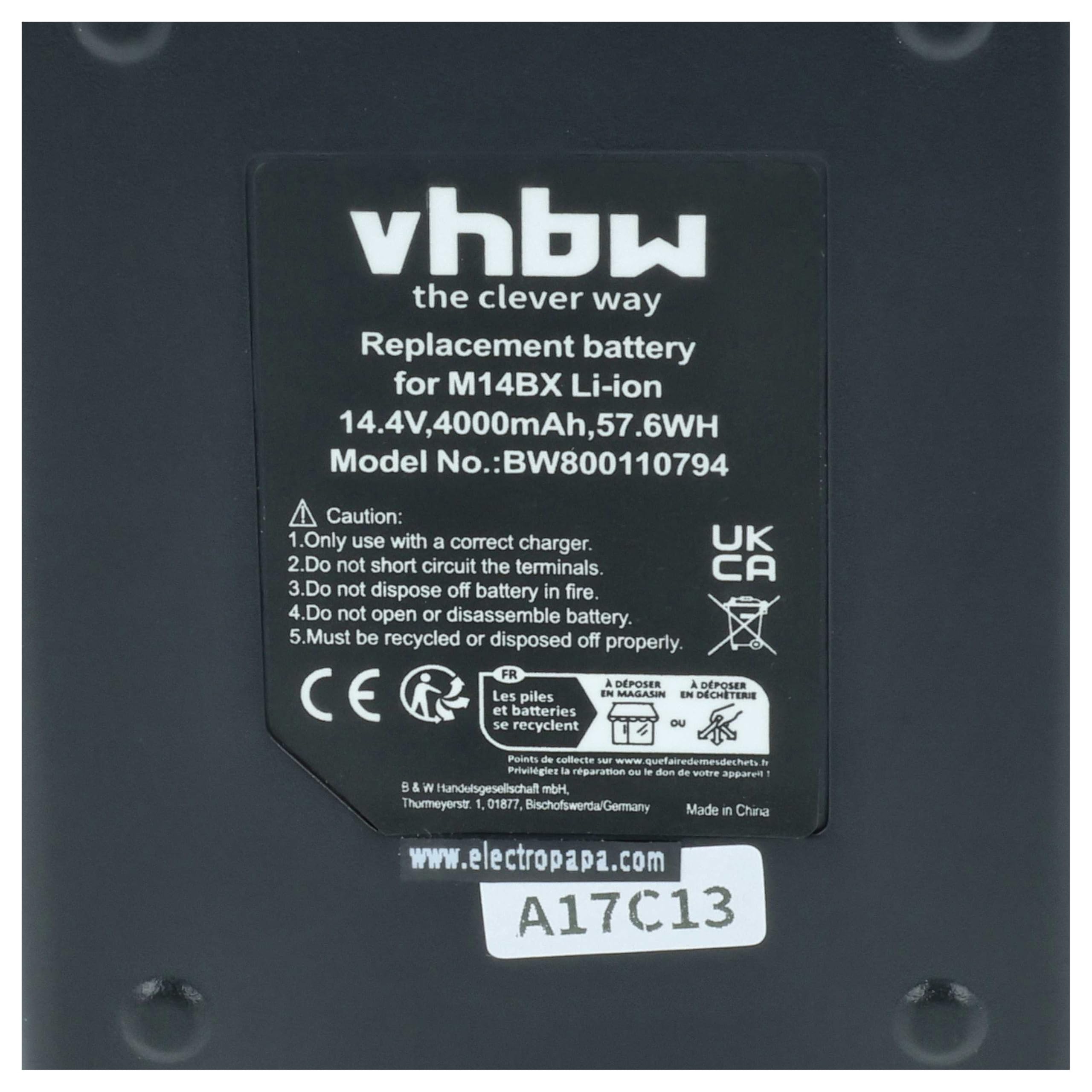 vhbw Batería Compatible con BTI Remachadora a batería 14,4 V