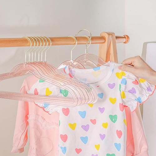 Miniatura 10 de Perchas de purpurina para bebé, 20 unidades, 13.7 pulgadas para niños, perchas transparentes con purpurina para armario, perchas antideslizantes que