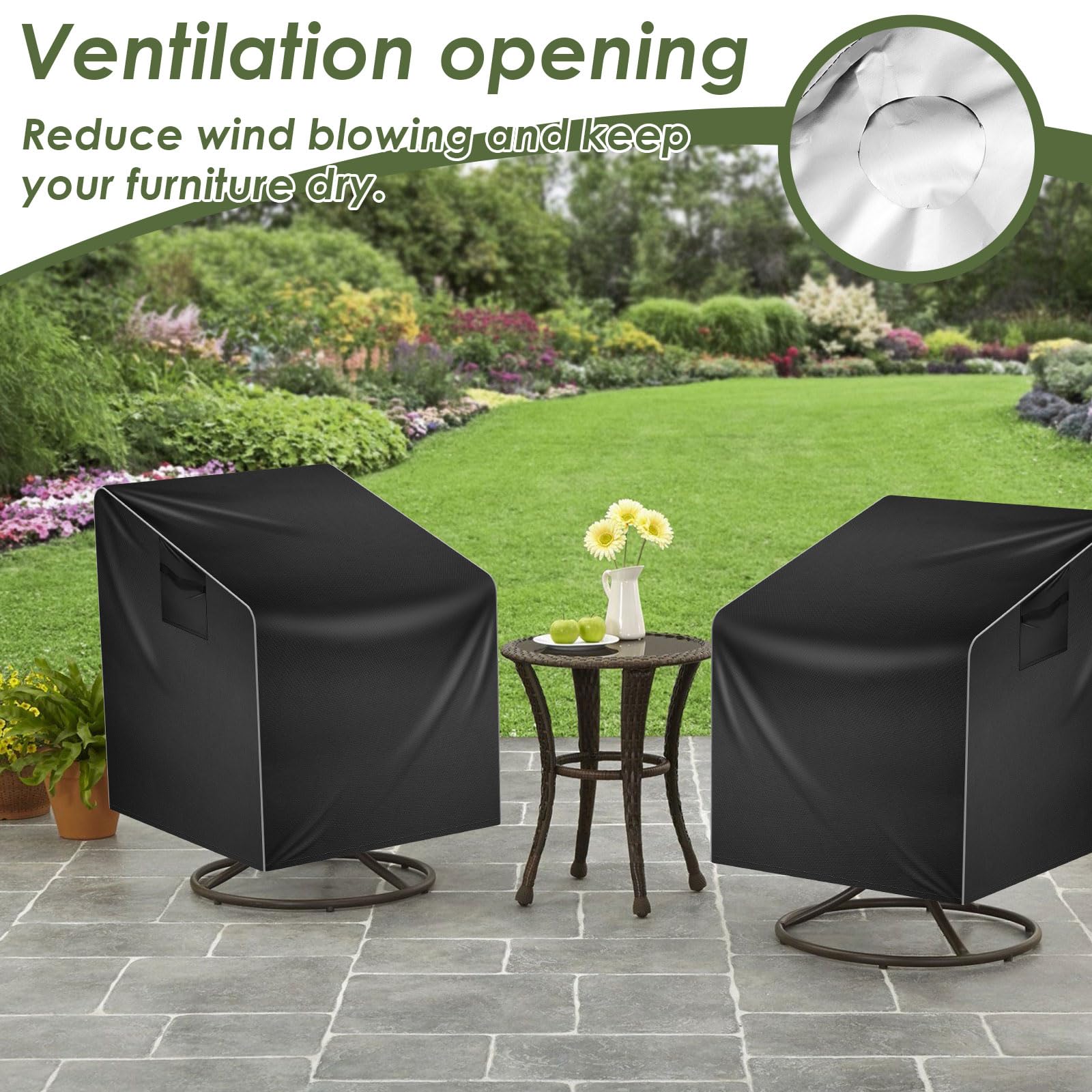 2 Stück Gartenstühle Abdeckung, 100x85x75cm | 210D Oxford Schutzhülle, Stuhlabdeckung Outdoor, Wetterfest und UV-Beständig.