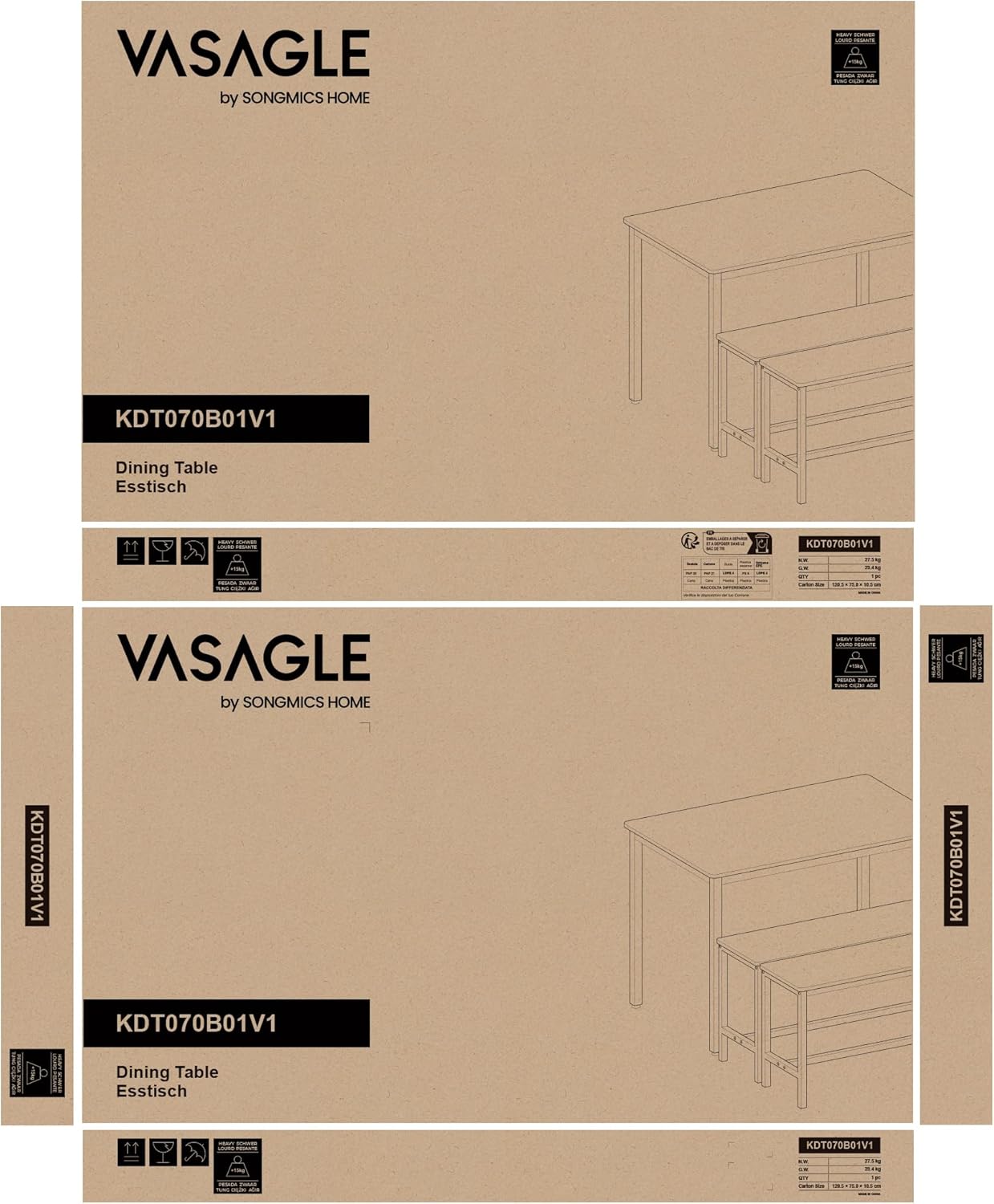 VASAGLE Dining Table Packaging