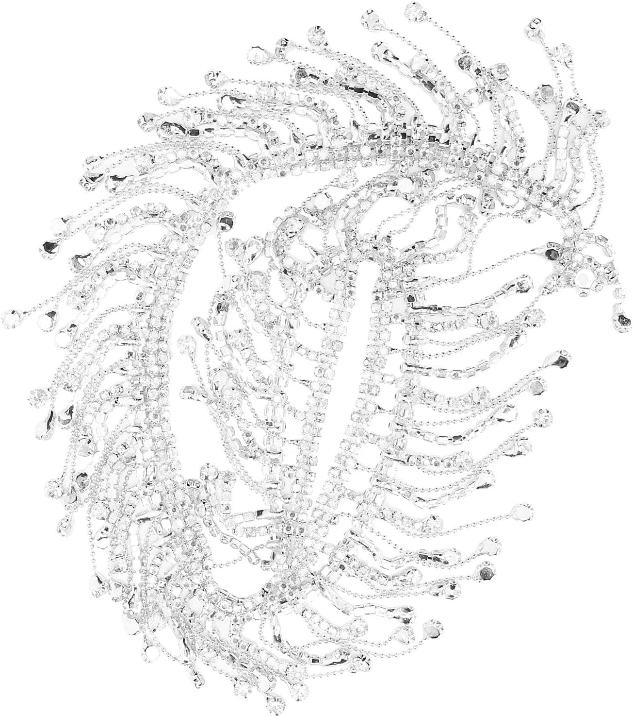 Rhinestone Fringe Trim, 36in Rhinestone Tassel Chain Bridal Applique Crafts Decoration for DIY Clothes Bags