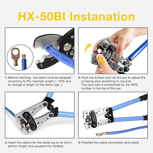 Miniatura 7 de KOTTO Herramienta de prensado de cables de batería de 6 a 50 mm herramienta de prensado de cables alicates para prensar cable con cortador de cables