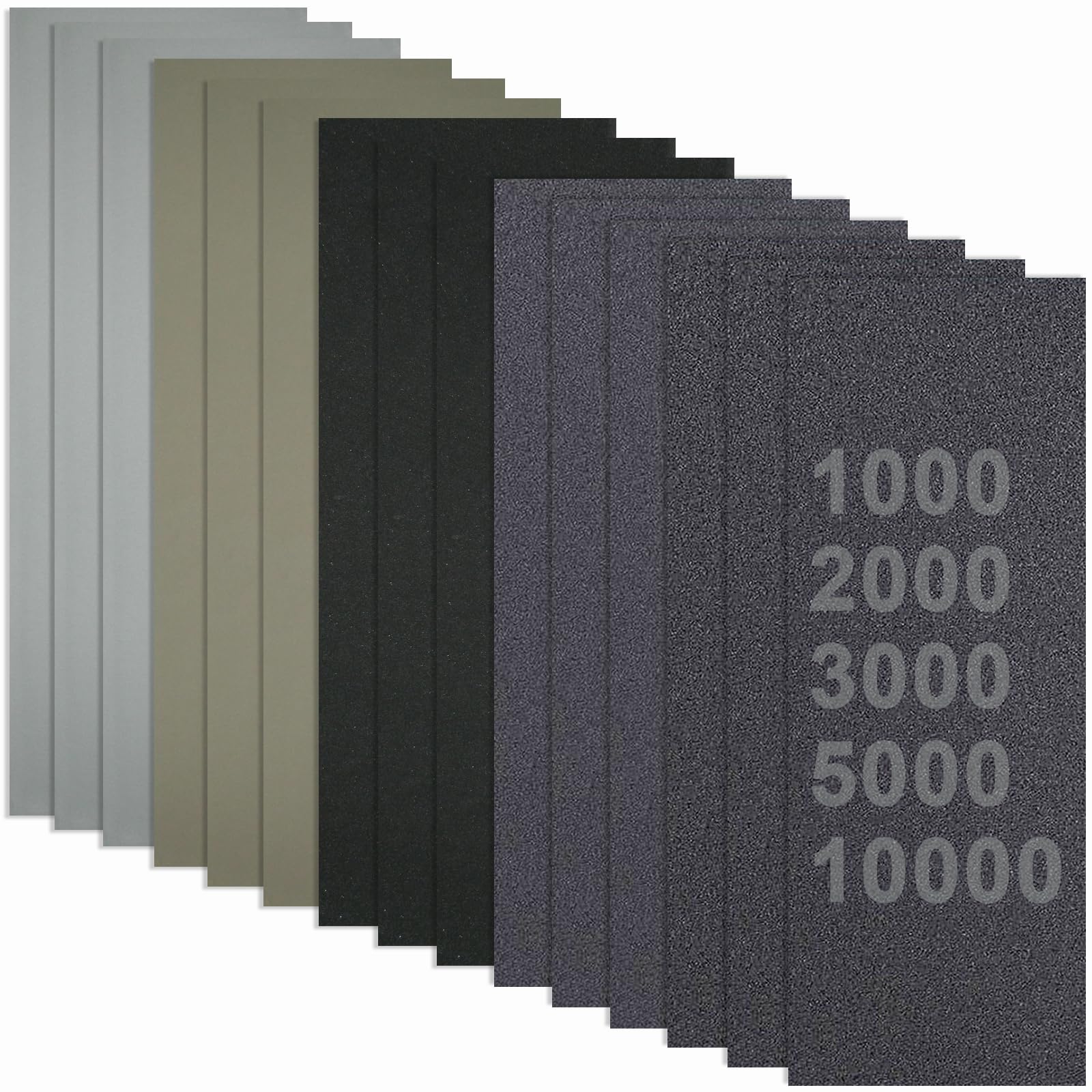 15Pcs Sandpaper 1000/2000/3000/5000/10000 Grit, Epehio Wet And Dry Sandpaper For Cars Metal Plastic Wood Walls, 9x3.6 Inch Assorted Fine Sandpaper Sheets for Automotive Polishing & DIY Projects