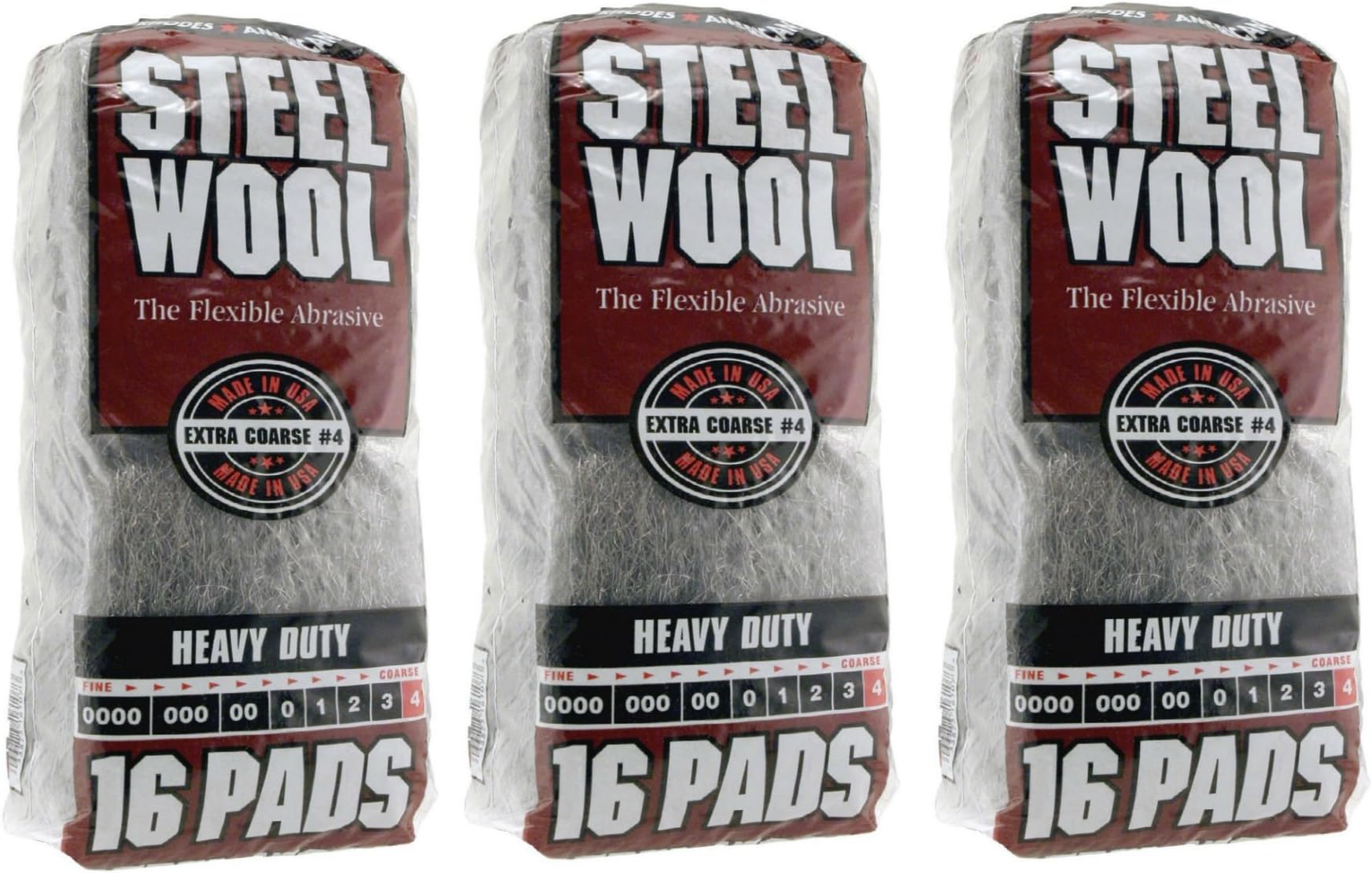 Homax Products 106607-06-3PACK Homax Group Inc 4 Steel Wool Extra Coarse 16 3 Pack (48 Pads)