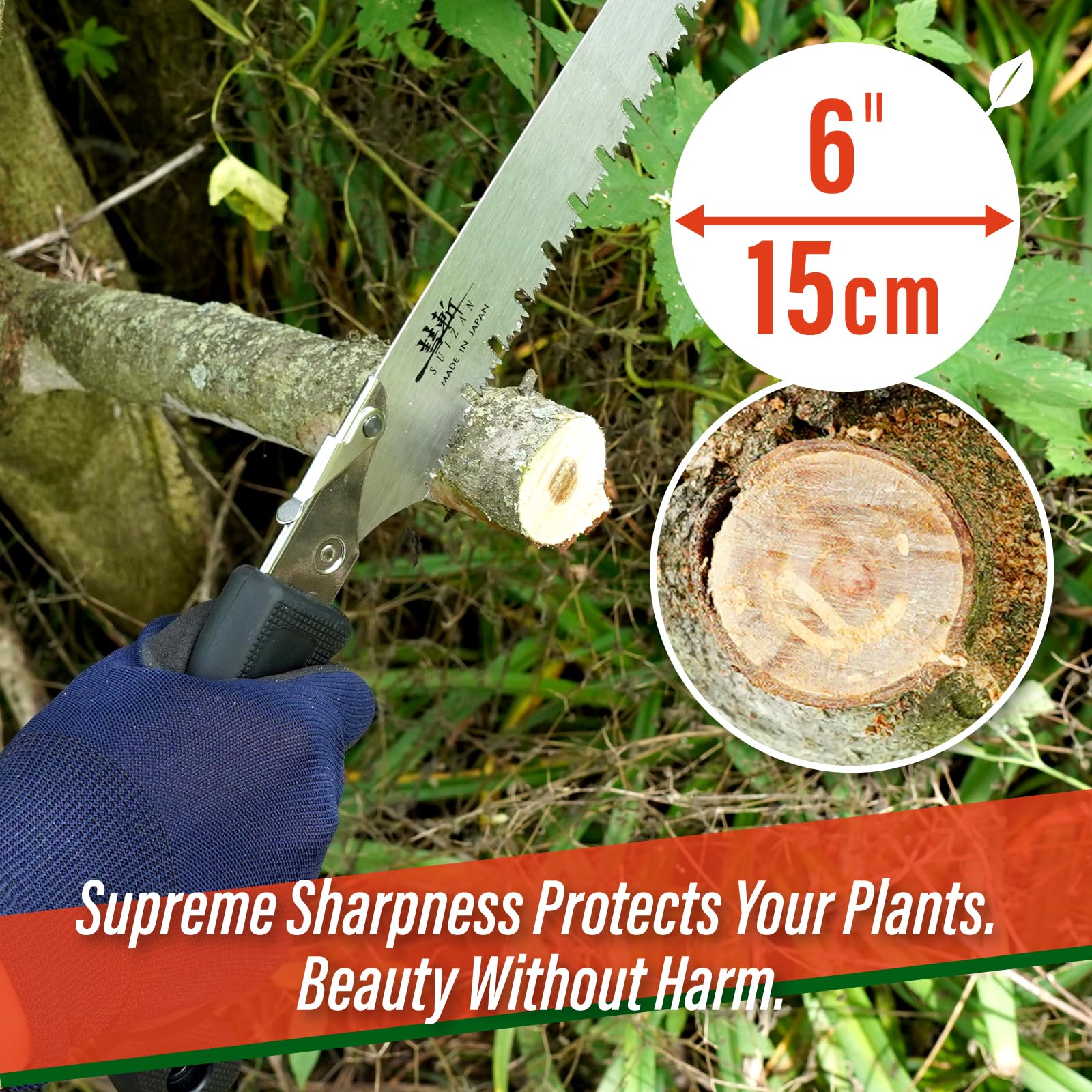 SUIZAN Pruning Saw 270mm Gullet Blade - Professional Japanese Tree Trimming Handsaw Pullsaw Gardening Tools - Image 4
