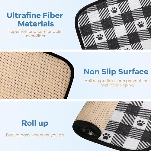 Miniatura 5 de Tapetes de comida para perros, tapetes para tazón de mascotas, súper absorbentes y secas, evitan derrames, diseño antideslizante, fáciles de lavar,