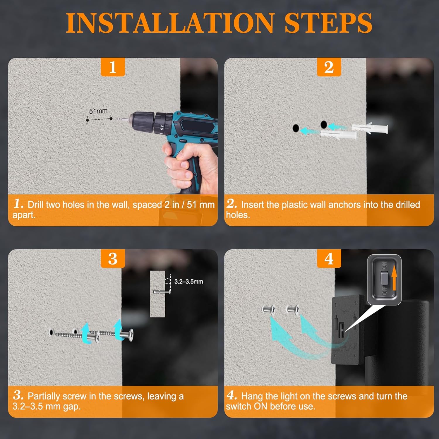 Solar Sconce Lights Outdoor, 2 Pack Modern Wall Light Fixture, Up & Down Warm White Glow, Solar Powered Exterior Lights, IP65 Waterproof for Patio, Yard, Porch, Garage, Fence, Railing - Image 5