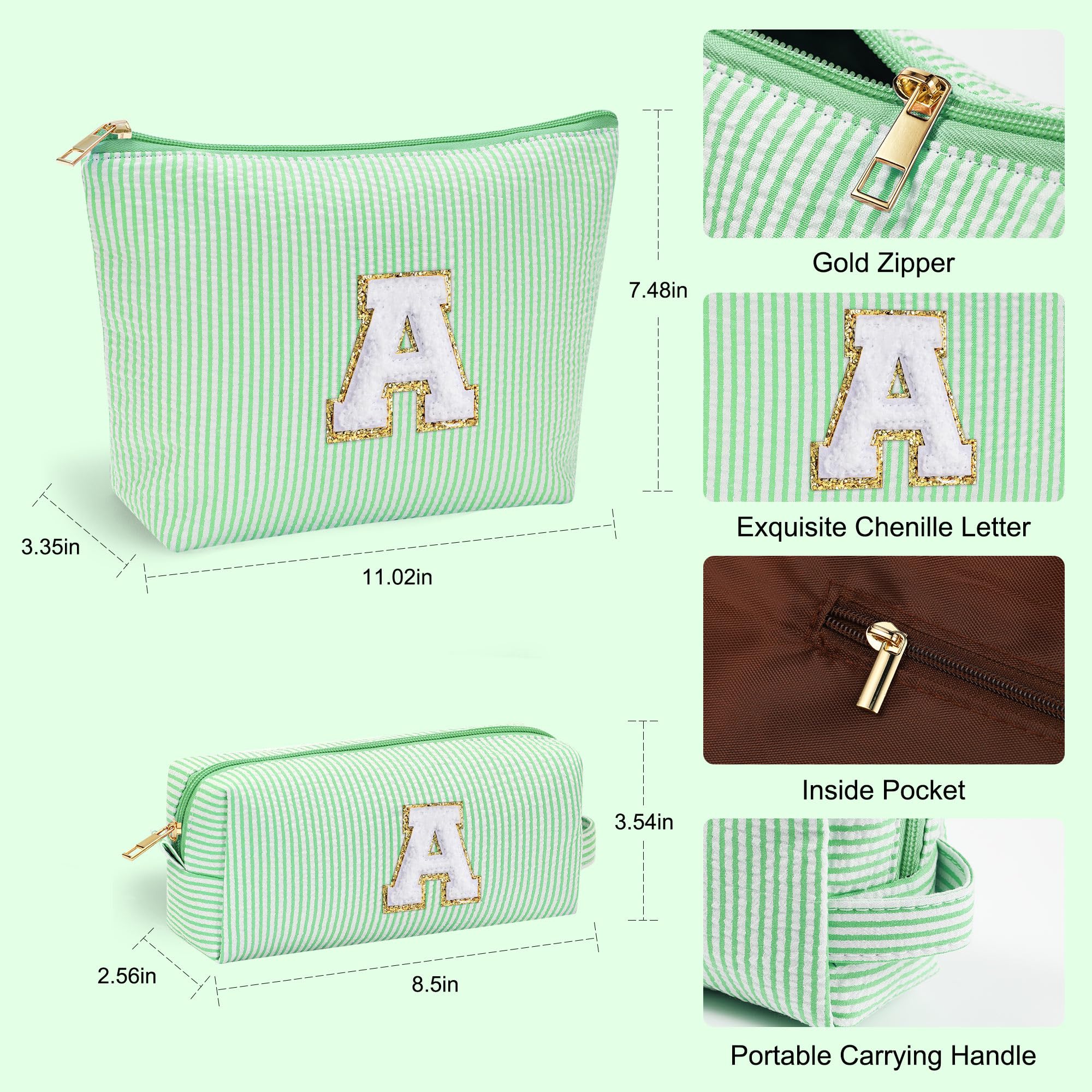 Parima Personalized Makeup Bag for Women - Cosmetic Bag Travel Toiletry Bags Brush Holder Birthday Gifts for Women Her Wedding Bridesmaid Friend Sister Teacher Wife Pink Initial A Personalised Gifts — view 70