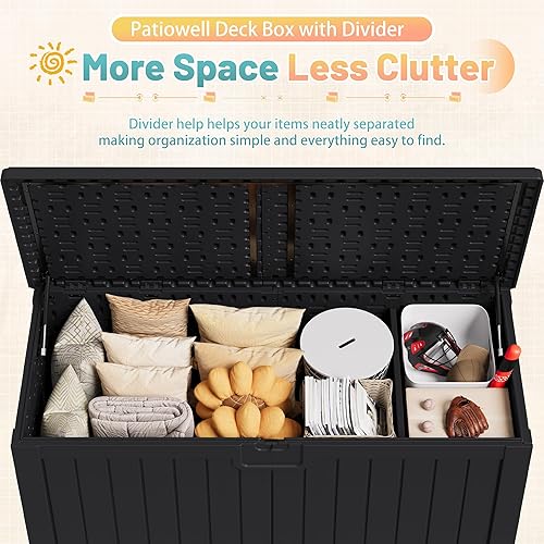 Vista 26 de Patiowell 30 Gallon Resin Deck Box, Outdoor Storage Box for Patio Furniture, Deliveries, Pool Supplies,Waterproof and Lockable, Grey