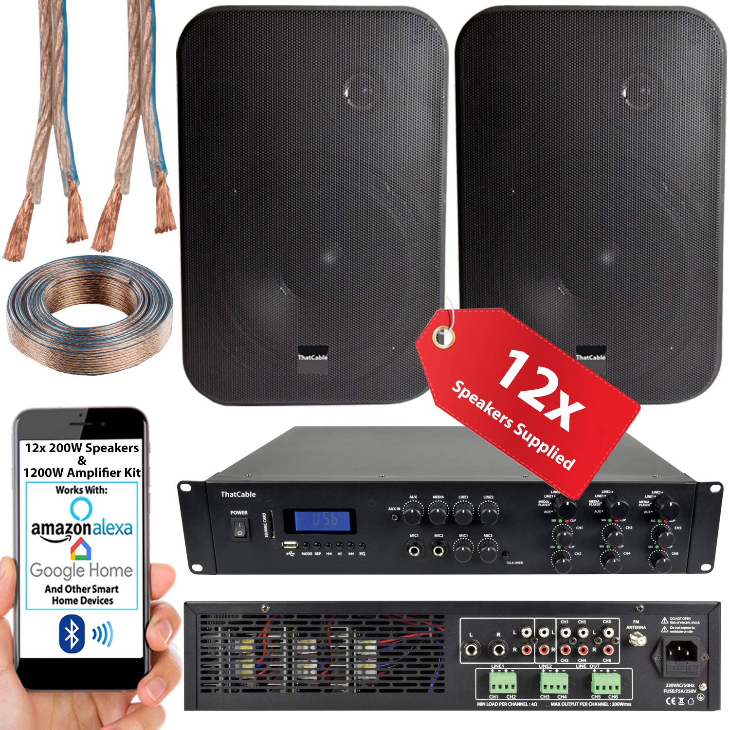 Buy 1200W Multi Zone Bluetooth Sound System 6 Channel HiFi Matrix