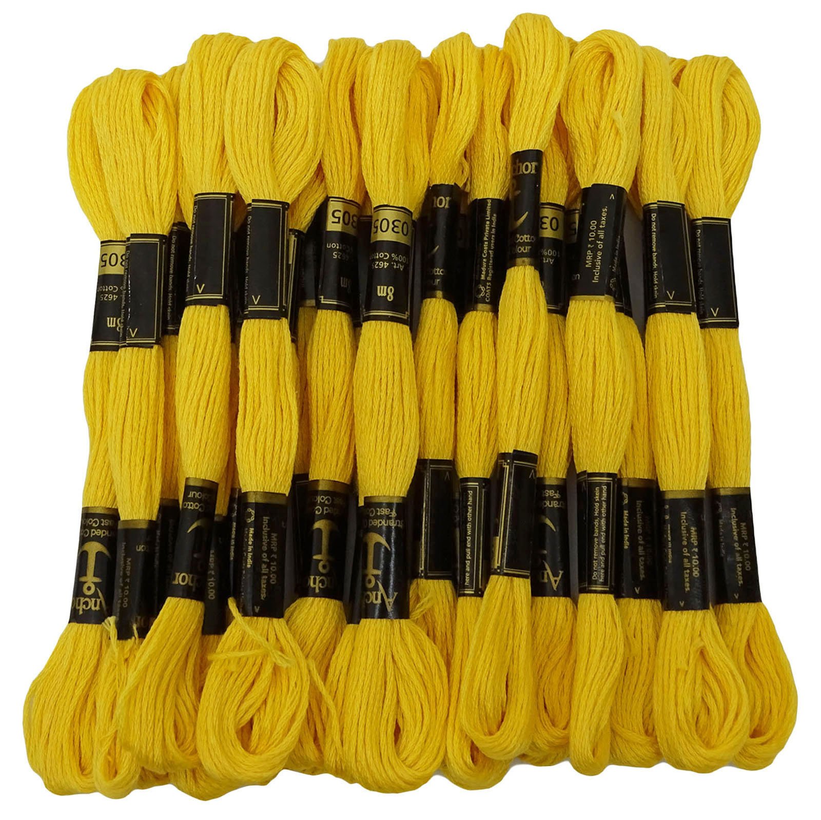 Anchor Yellow Cross Stitch Hand Embroidery Stranded Cotton Floss Thread 25 Skeins
