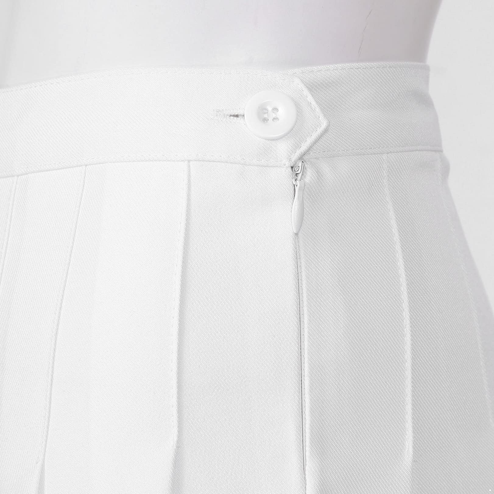 JEATHA Gonna a pieghe da donna e ragazza, gonna a pieghe a vita alta, gonna a pieghe, bianco, XL