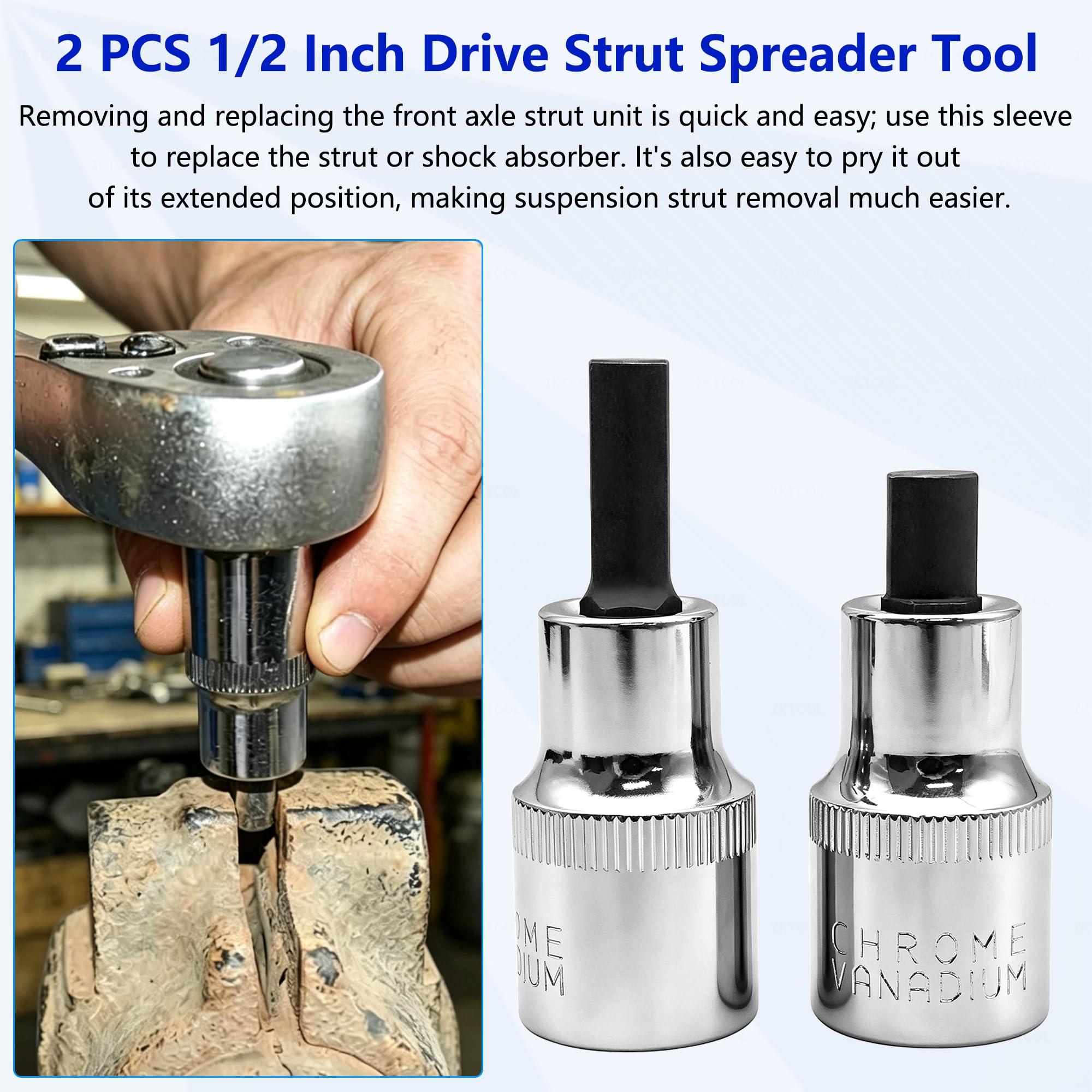 ZKTOOL 11-teiliges Stehbolzen-Nuss-Set für Federungsdämpfer, Größe 16mm, 17mm,18mm, 19mm, 21mm, 22mm, 24mm, mit 12 Punkten, 1/2"-Antrieb, Federungsdämpfer-Spreiznuss, Stoßdämpfer-Entfernungs-Werkzeug