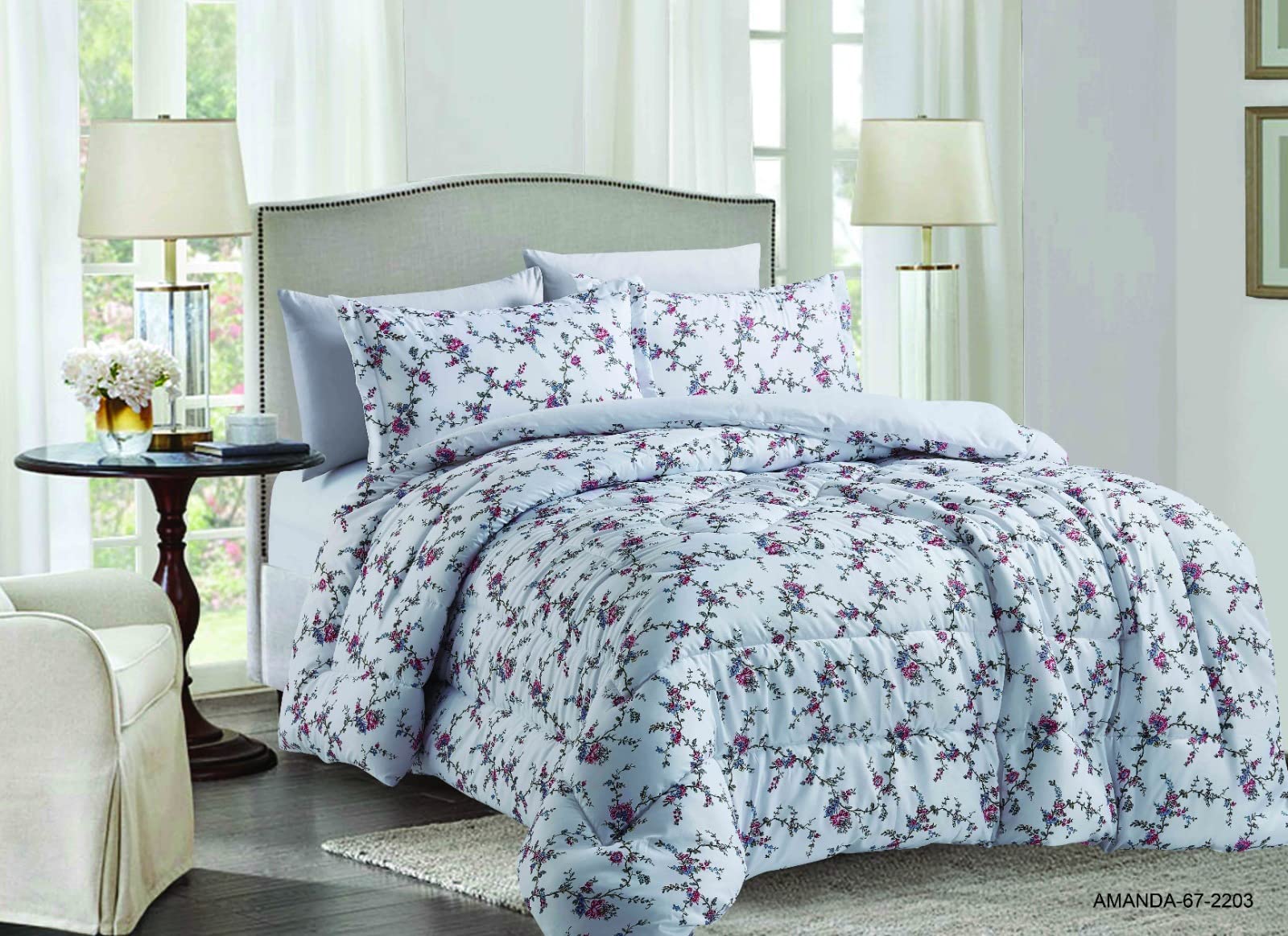 EliteHomeElegant Bliss King Size 6-Piece Luxury Comforter Set with Pillow Cover, Fitted Sheet and Pillow Sham (AMA-67, King)