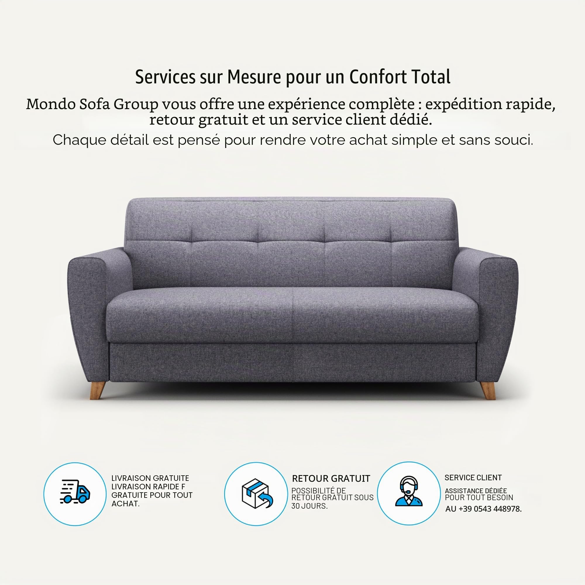 Canapé convertible 3 places SIRIO Structure en métal et bois Rembourrage en caoutchouc polyuréthane Revêtement en tissu Maille à ouverture rapide Matelas 140x190x14 Coloris:Gris clair