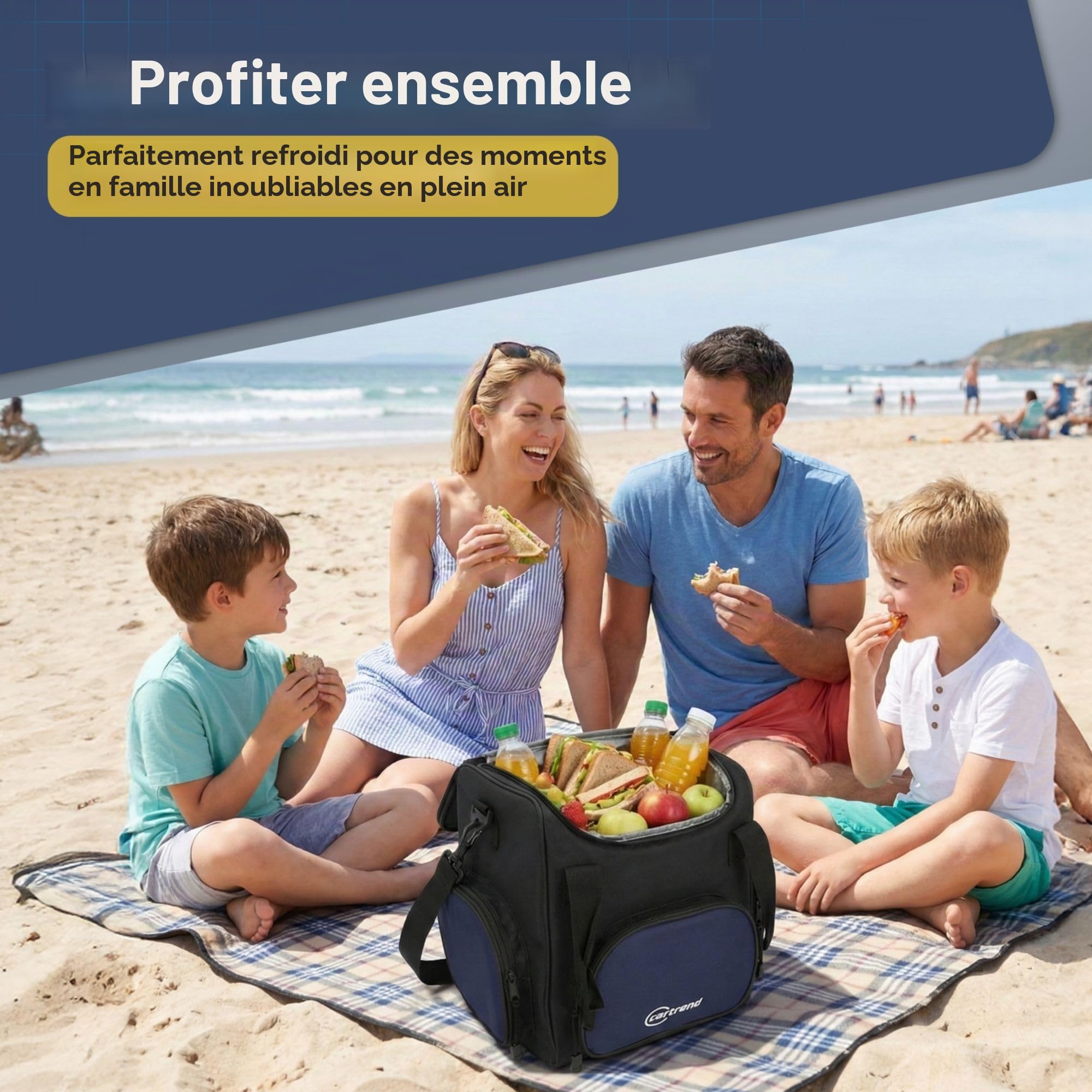 Cartrend Sac Isotherme, avec câble de raccordement pour Voiture 12 V de 1,50 m de Long, bandoulière réglable, revêtement intérieur Facile d'entretien, différentes Tailles