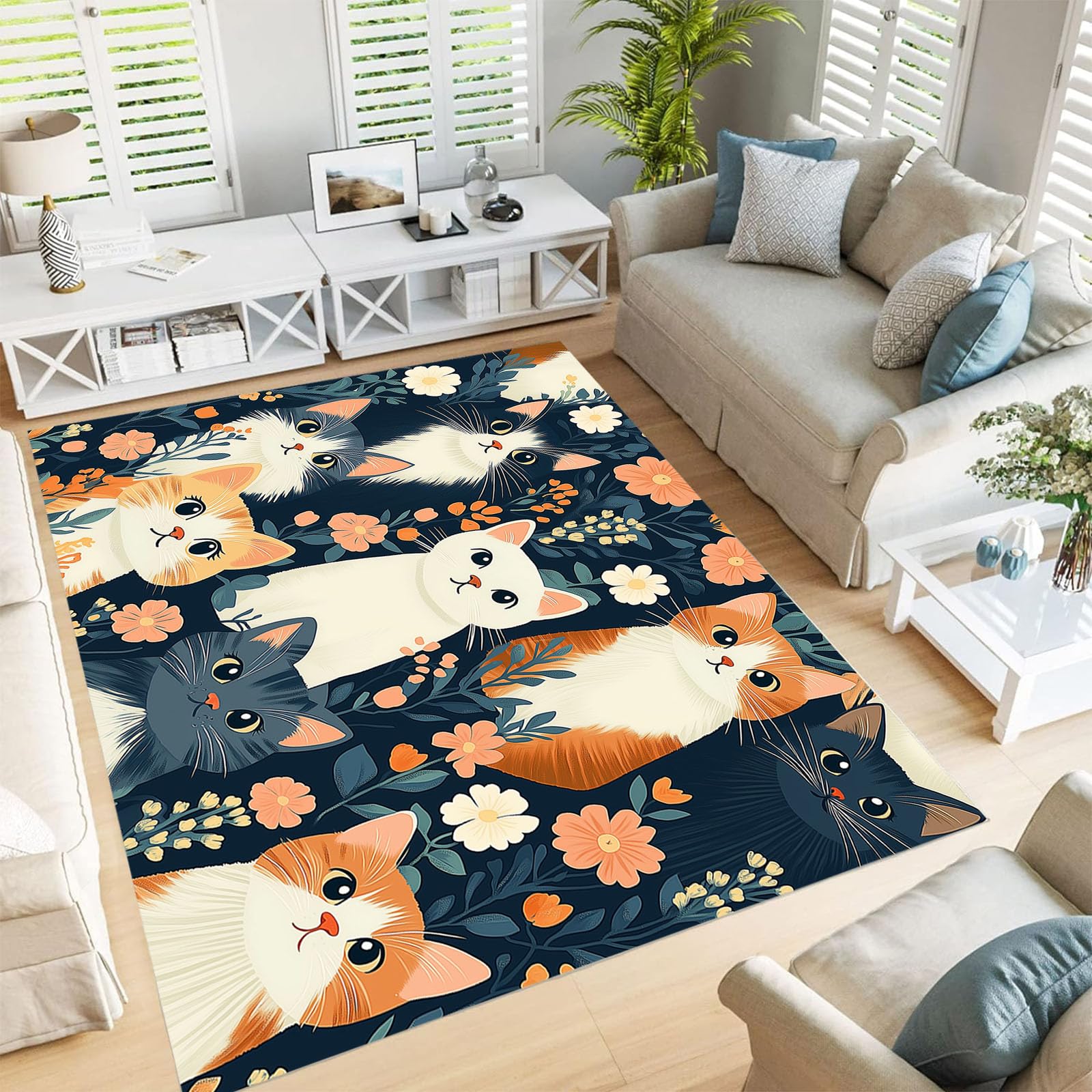 Tapis antidérapant bleu cobalt 60x90cm résistant pour chambre d'enfant
