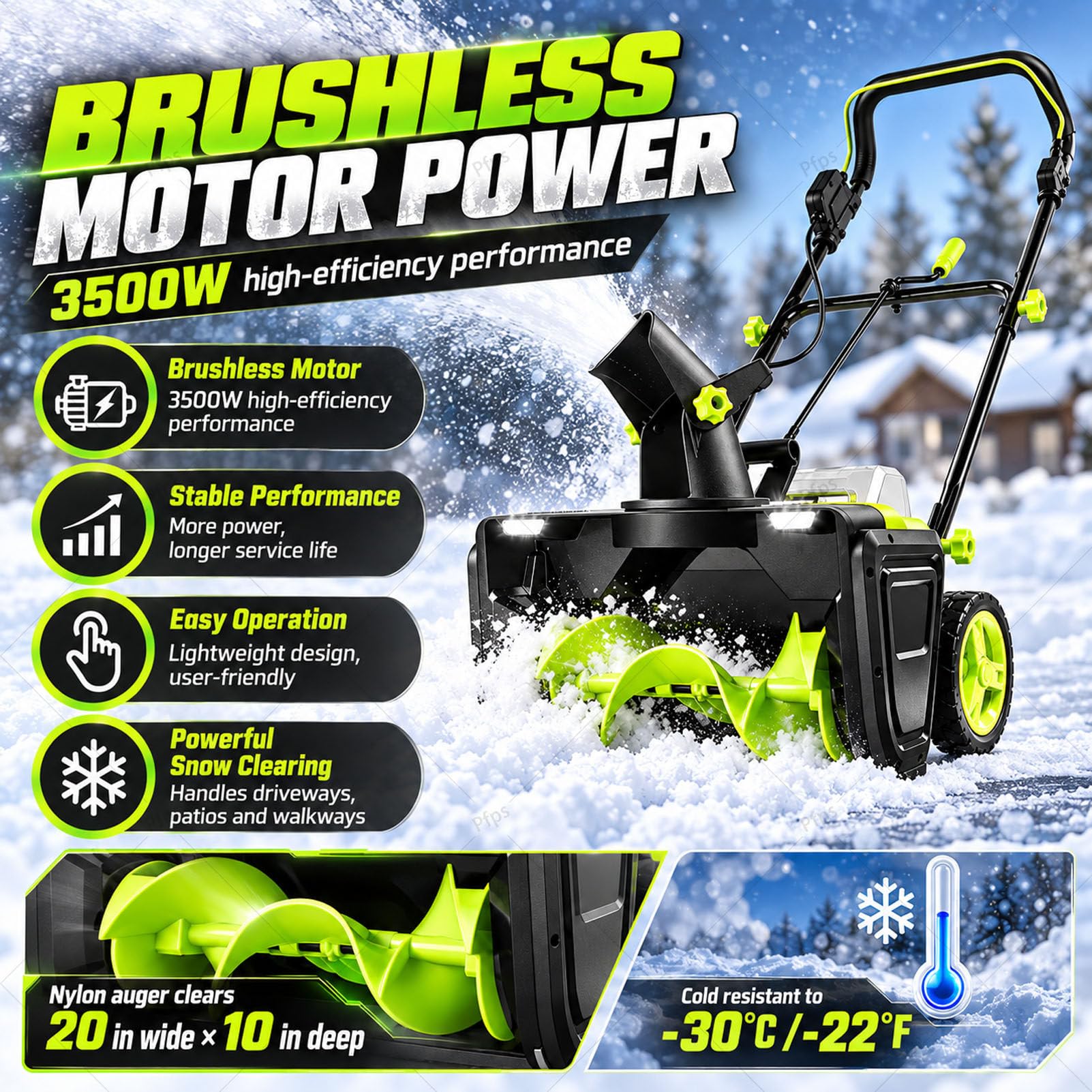 Souffleuse à Neige électrique sans Fil, 20 Pouces 4Batteries
