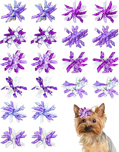 Miniatura 8 de PET SHOW 20 unids10 pares de lazos para el pelo de perro rizado con bandas de goma para perros pequeños y medianos en espiral, remolinos en espiral,