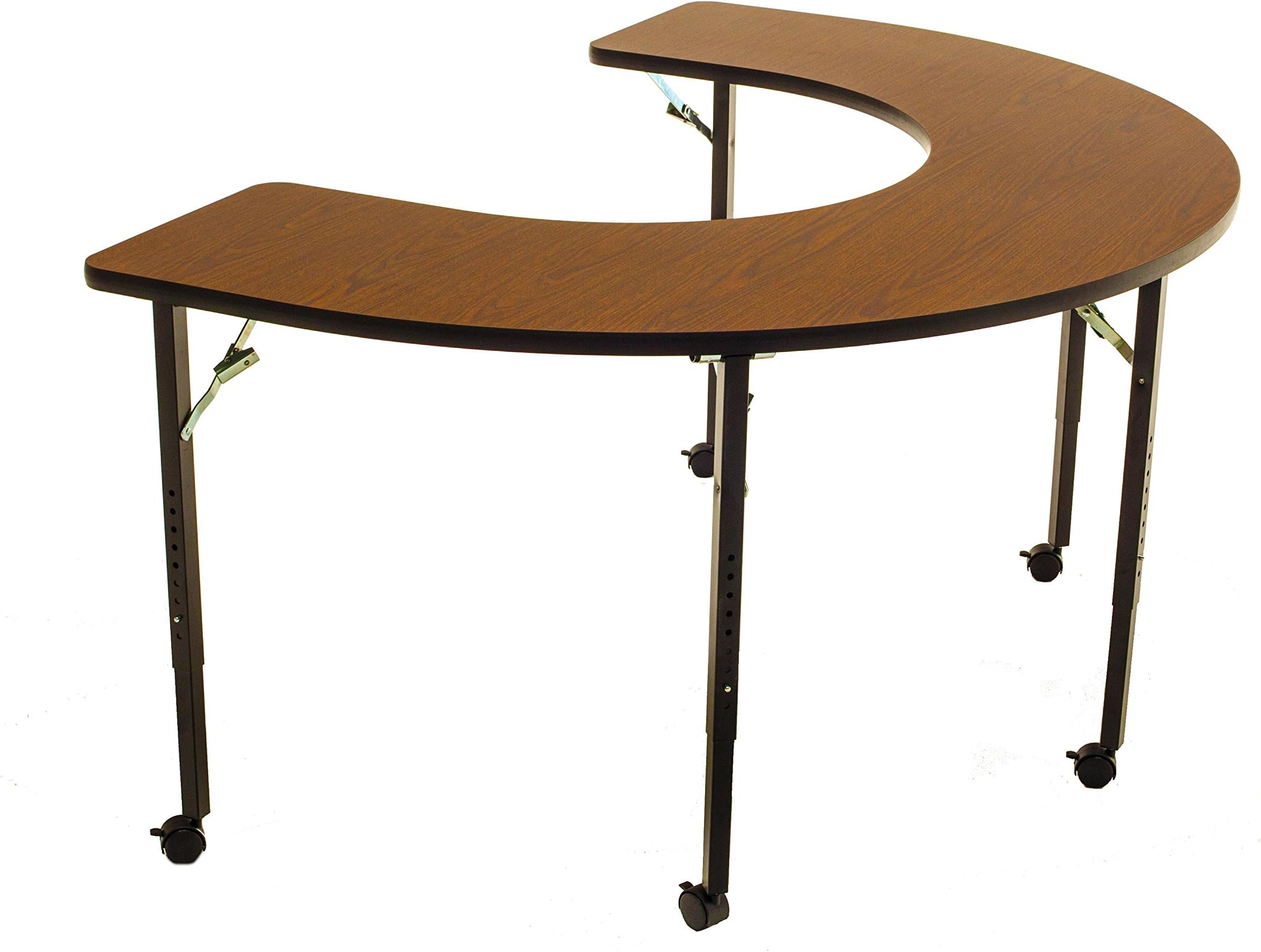 AF6001C - Wheelchair Accessible, Managed Care, Feeder Activity Table, Horseshoe, Casters, Folding Legs, 48" W x 72" L x Adjustable 26" to 34" H, Multiple Color Options Available