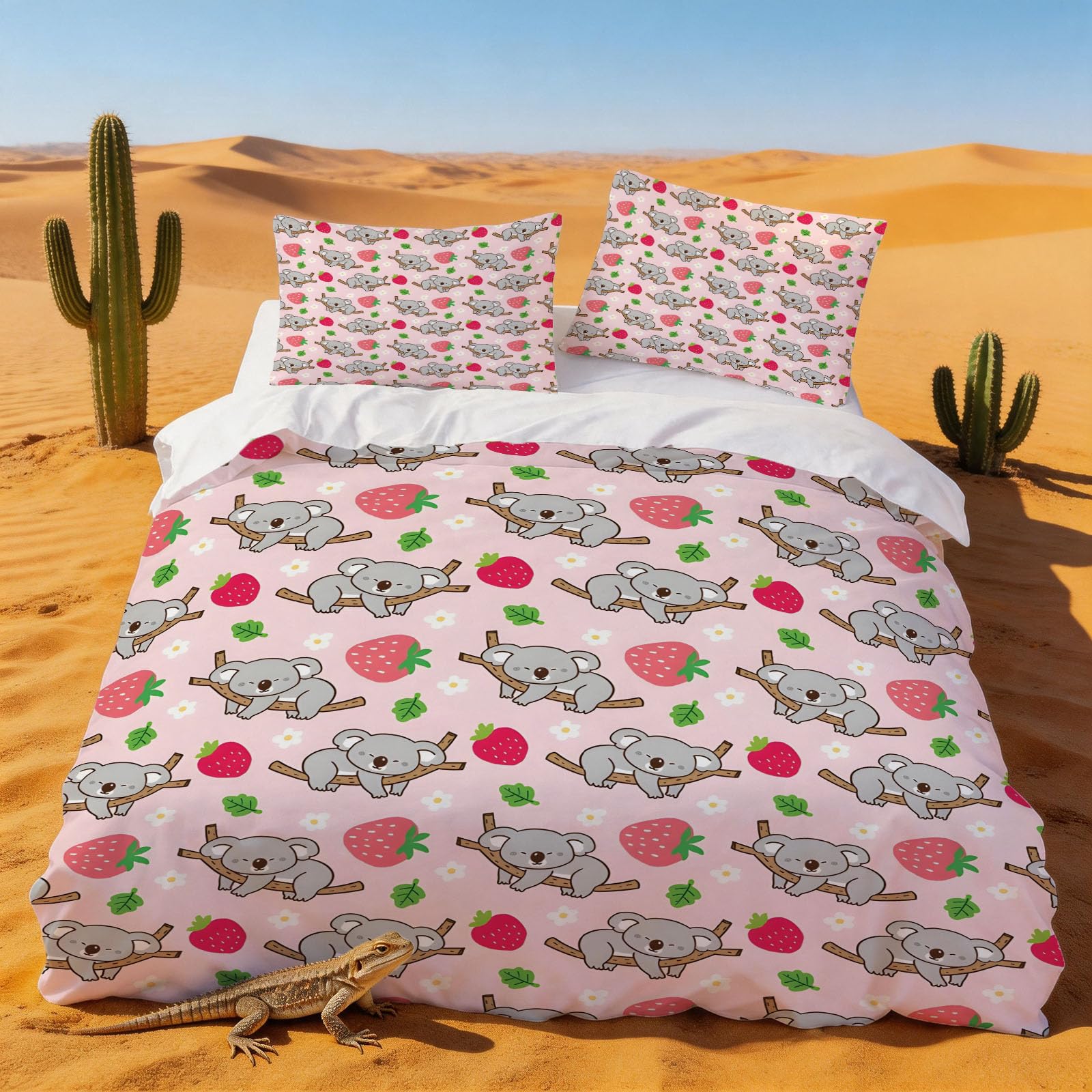 Parure de lit 140 x 200 fraise pour décorer une chambre d'enfant