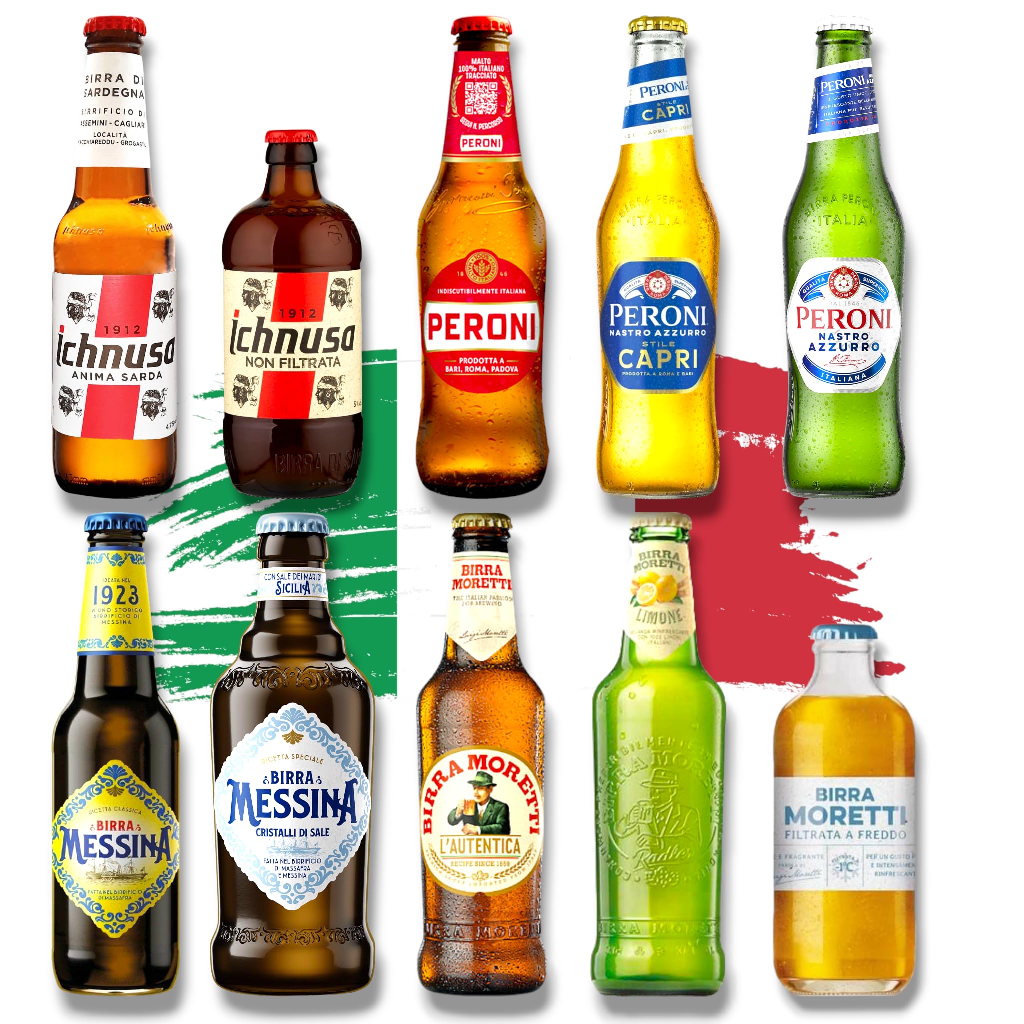 Italien Mixpaket XXL- Große Bier-Reise durch Italien mit Ichnusa, Birra Moretti, Peroni & Messina - Ideales Geschenkset (20 Flaschen)