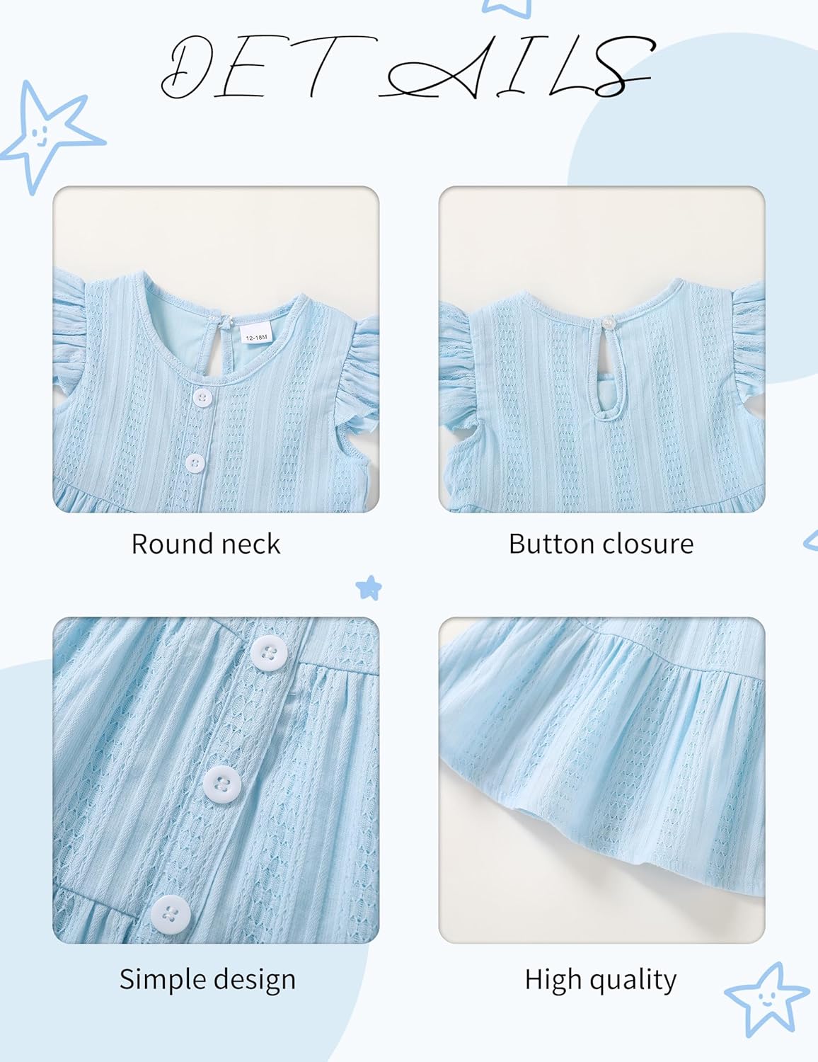 Happy Town Toddler Baby Girl Casual Dresses Summer Sundress Ruffle Button Down Solid Girl's Boho Dress Spring Outfits - Image 6