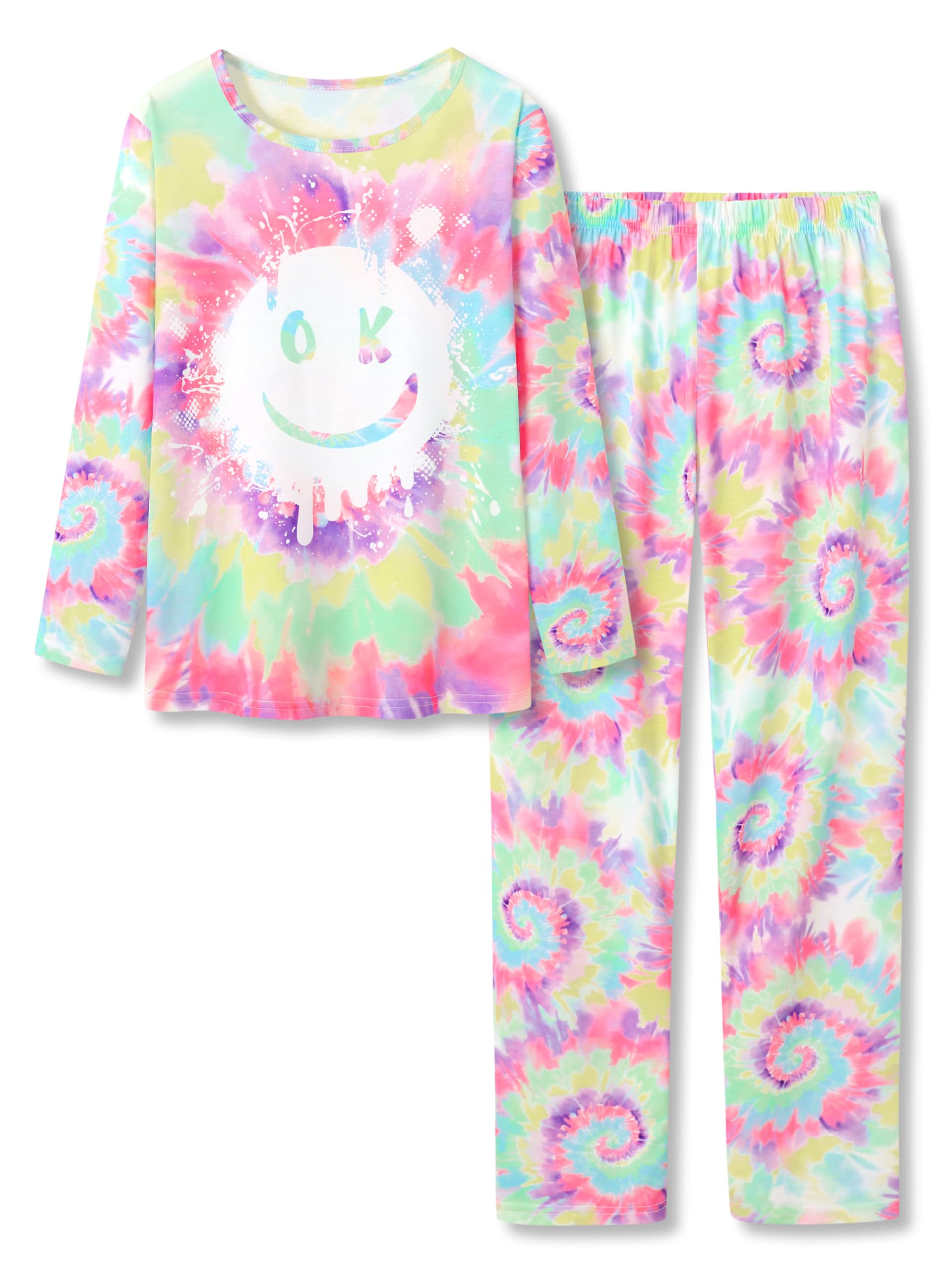 Beezizac Girls Pajamas Cute Print Short/Long Sleeve Pants Set Size 6-18