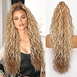 ORSUNCER Ponytail Extension Claw 22 Curly Pony Tail Clip in Claw Hair Extensions Fluffy Natural Looking Synthetic Hairpiece for Women Light Brown Mix Lignt Blonde