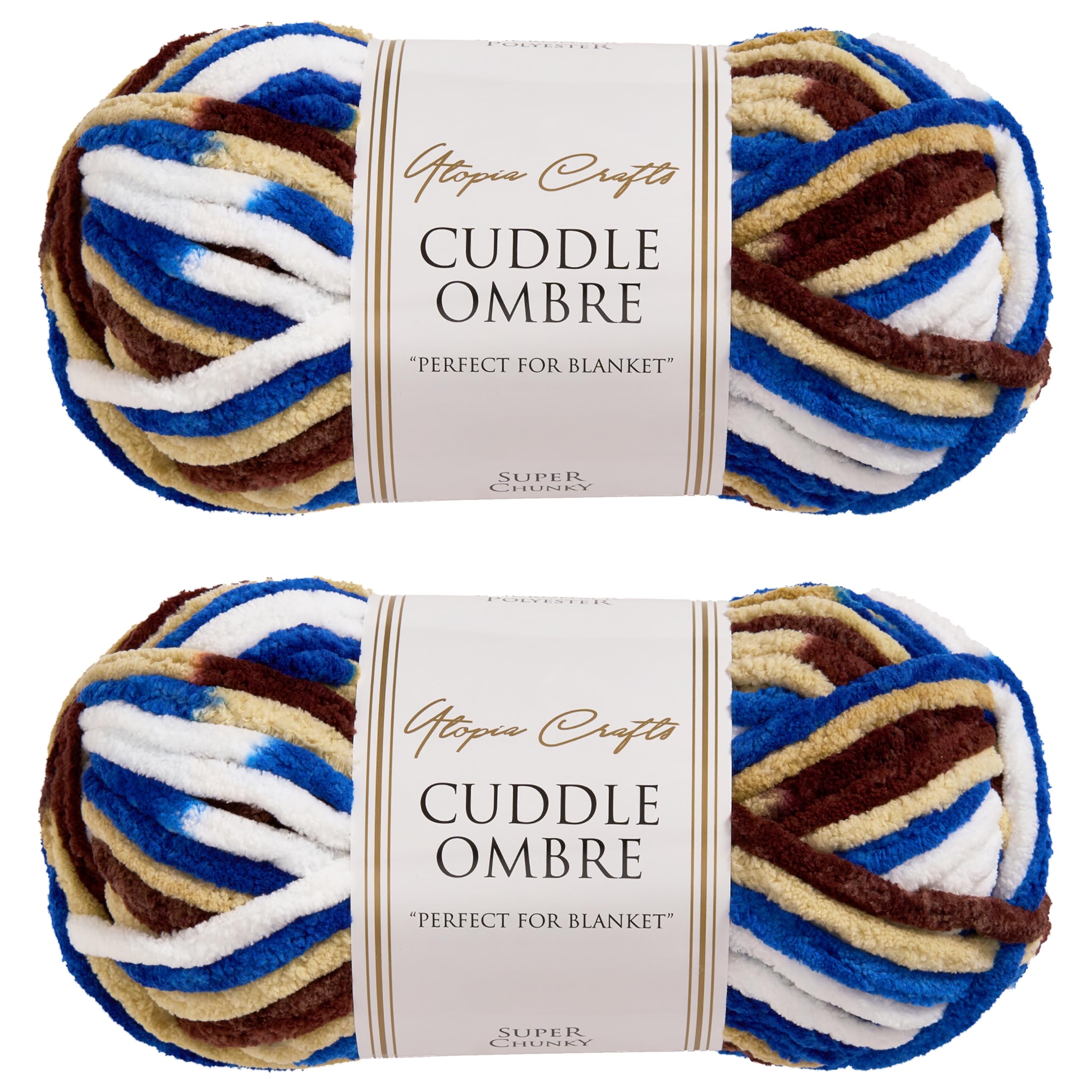 Utopia Crafts Cuddle Ombre Super Chunky Chenille Soft Yarn for Knitting and Crochet (Sahara Sky, 2X 100g)