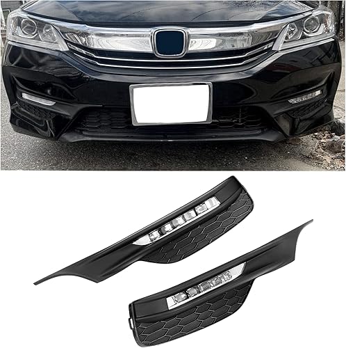 ECOTRIC Luces antiniebla LED de alta potencia compatibles con Honda Accord Sedan 4Dr 2016 2017 con interruptor, cubiertas de bisel y cableado de relé