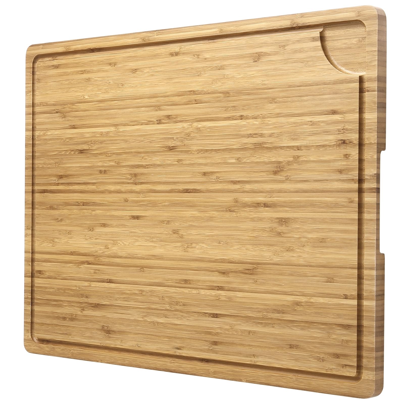 Takywep Tabla de cortar grande de 24 x 18 pulgadas para cocina, tabla de cortar de madera de bambú con asas y ranuras para jugo, tabla de queso reversible para charcutería