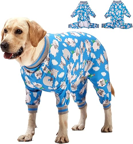 LovinPet Ropa para perros grandespijamas acogedoras para perros, ajuste delgado, suéter ligero, cobertura completa, pijamas para perros, estampado