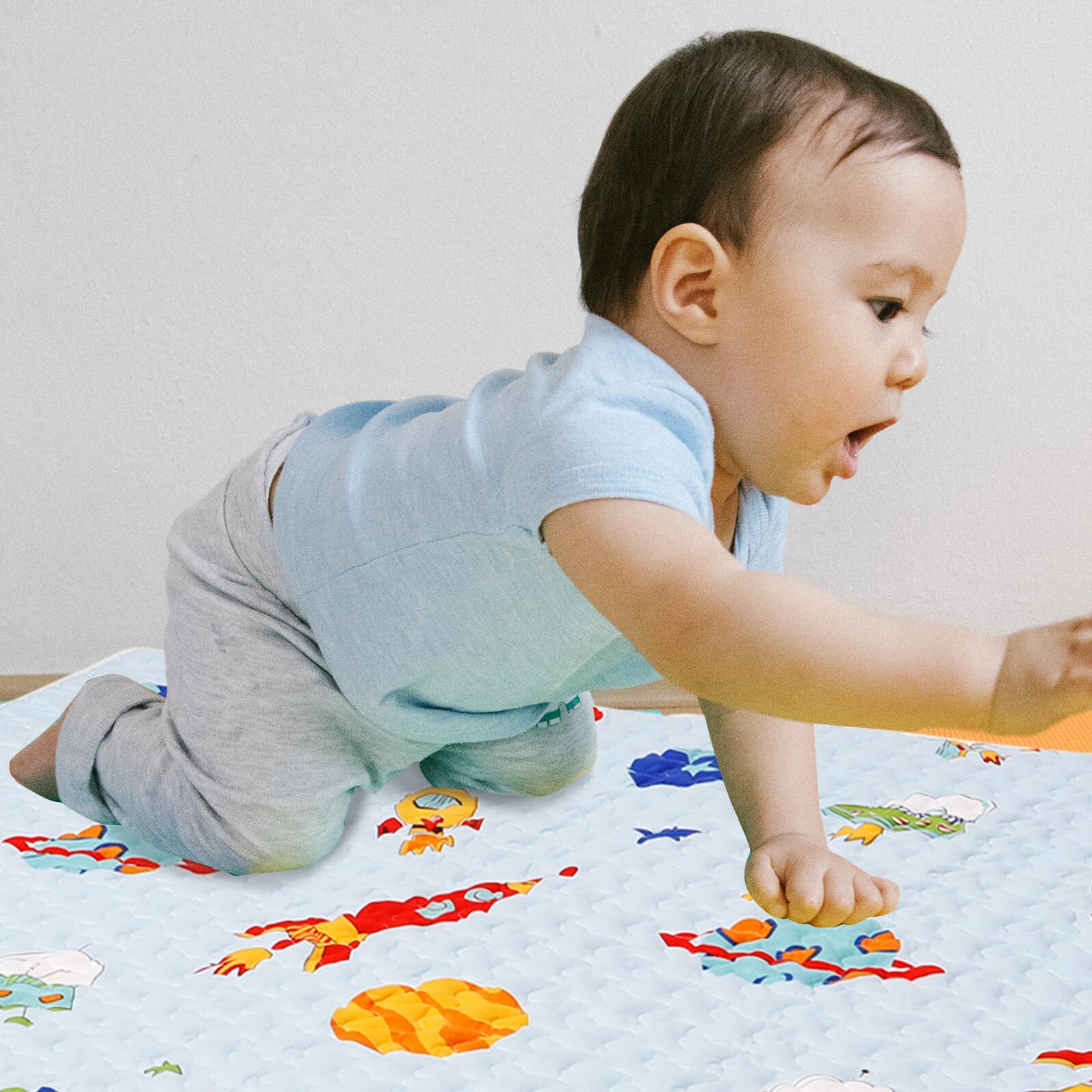 Tapis de Table pour Chaise Haute Bébé en Tissu Doux Design Cartoon, Antidérapant et Facile à Nettoyer, pour Protéger le Sol Lors des Repas