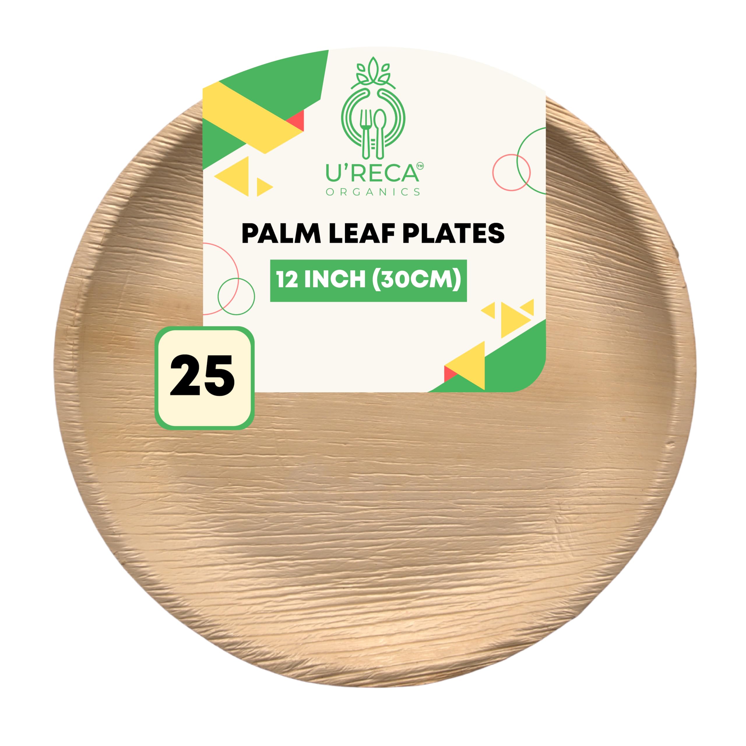OUHKDM Lot De 10 Plateaux Ronds 33 Cm En Feuille De Palmier Areca - Vaisselle Écologique Biodégradable