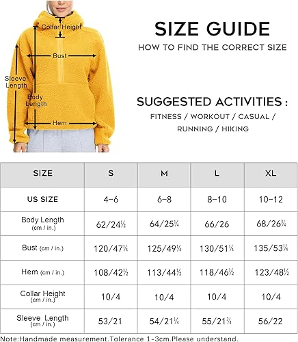 Miniatura 7 de icyzone Chaqueta de forro polar Sherpa con capucha y media cremallera para mujer, sudadera cálida y mullida de gran tamaño con bolsillos