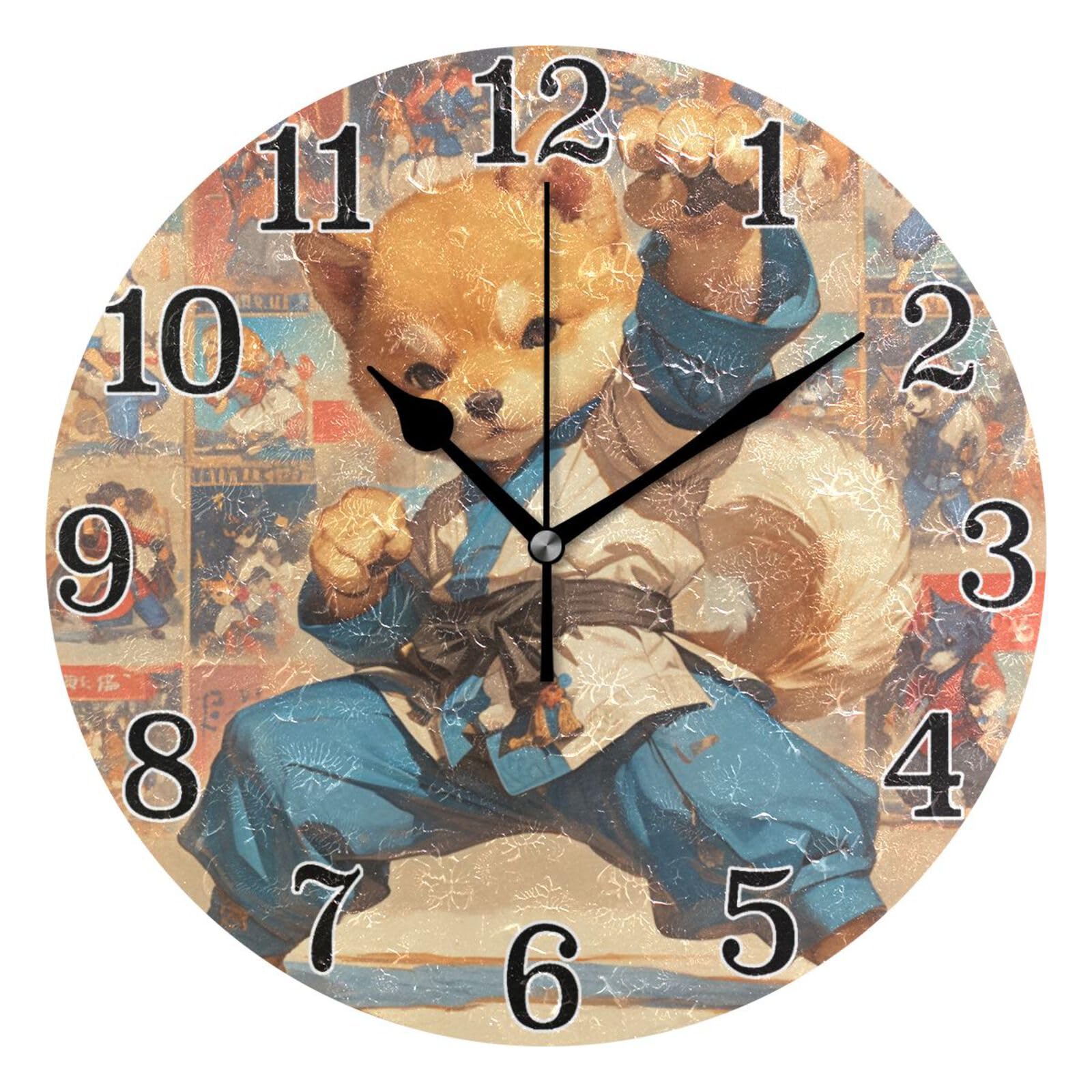 Horloge murale sans tic-tac silencieuse motif chien pour chambre