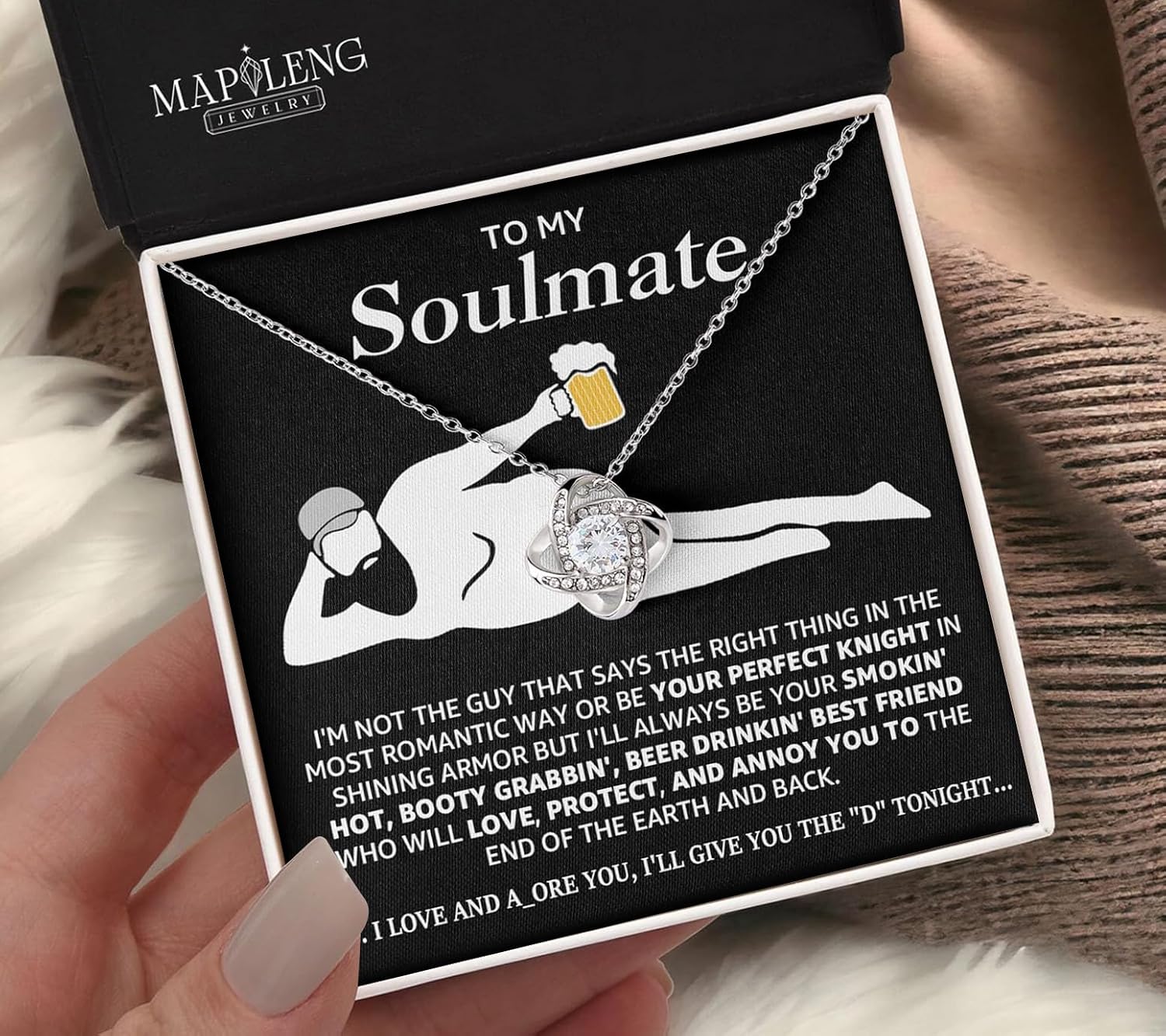 meaningful gifts for girlfriend soulmate necklace on model