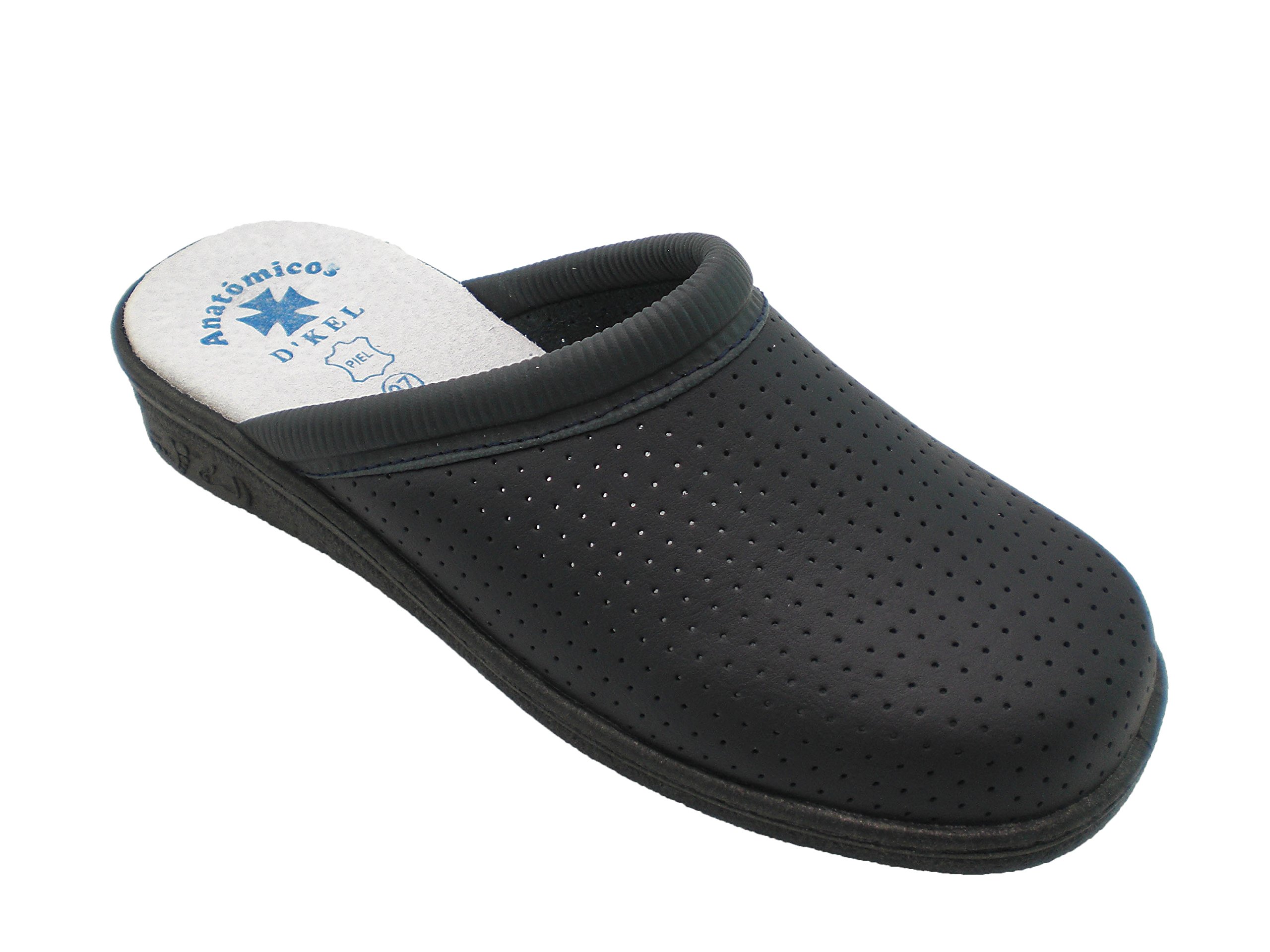 Zuecos Sanitarios Anatomicos en Piel, Mod.1300. Calzado Made in Spain, Garantia de Calidad. (43, Azul Marino)