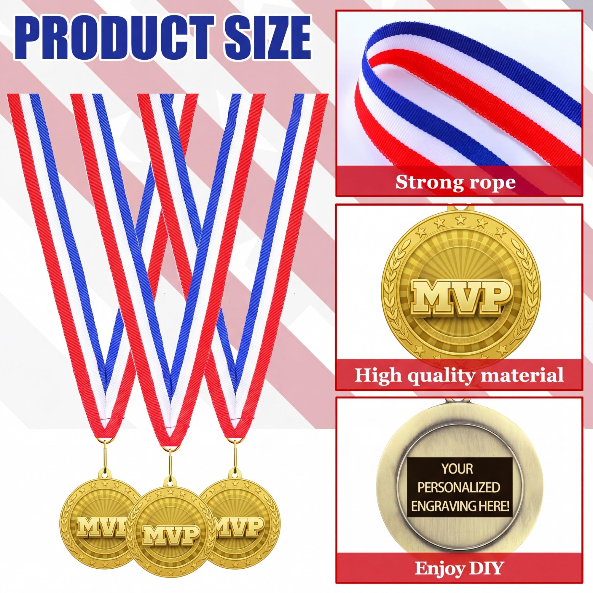 Equsion 36 medallas de premio con cintas para el cuello, premios deportivos dorados, fútbol, voleibol, baloncesto, animadora, béisbol, MVP, dominó, medallas de póquer para fiestas deportivas, trofeos,