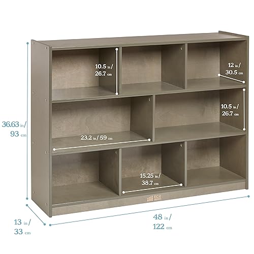 Miniatura 3 de ECR4Kids Gabinete de almacenamiento móvil de 8 compartimentos, 36 pulgadas, muebles de aula, gris lavado Gris (Grey Wash),Natural,Blanco Cal