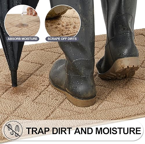 Miniatura 10 de REFETONE Tapete para interiores, 36 x 59 pulgadas, antideslizante, absorbente, resistente a la suciedad, lavable a máquina y perfil bajo para