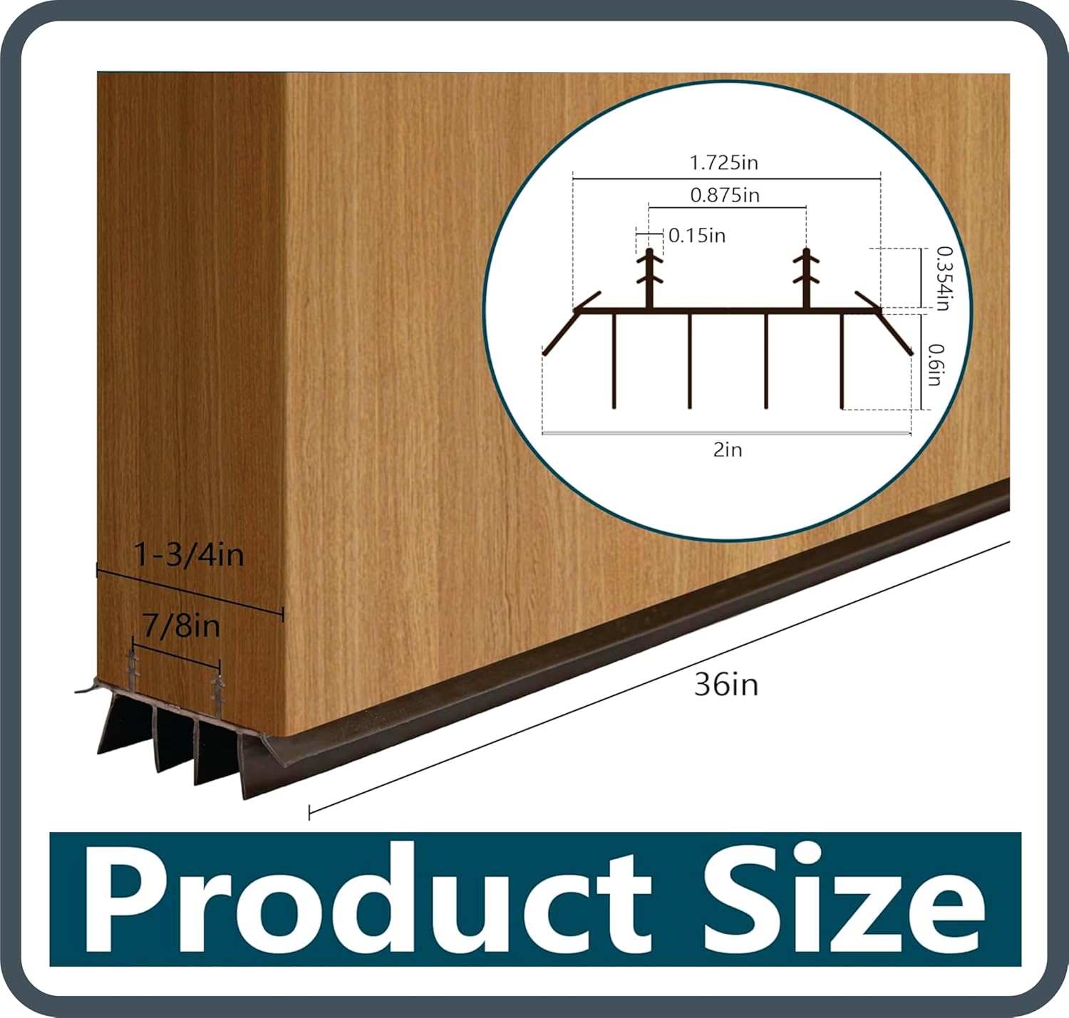 [2 Pack] 36 Inch Exterior Door Sweep with Vinyl Fins – Under Door Weather Stripping Seal | Bottom Door Seal Strip for Front, Storm, Screen & Garage Doors | Draft Stopper & Rodent Proof (Brown)