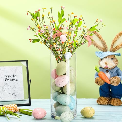 Miniatura 4 de SiliFine 16 huevos moteados de Pascua de 2.4 pulgadas, huevos moteados de plástico y relleno de jarrón, huevos de gallina sintéticos para