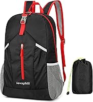 Vista 1 de 25L Foldable Hiking Backpack Lightweight Packable Basic-Daypack Collapsible Bag Water-Resistant Travel Men Women Camping Cycling Outdoor (Black)