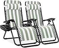 Vista 53 de Best Choice Products - Juego de 2 sillas reclinables y ajustables de malla y acero, sillas con sensación gravedad cero con cojines y bandejas Negro