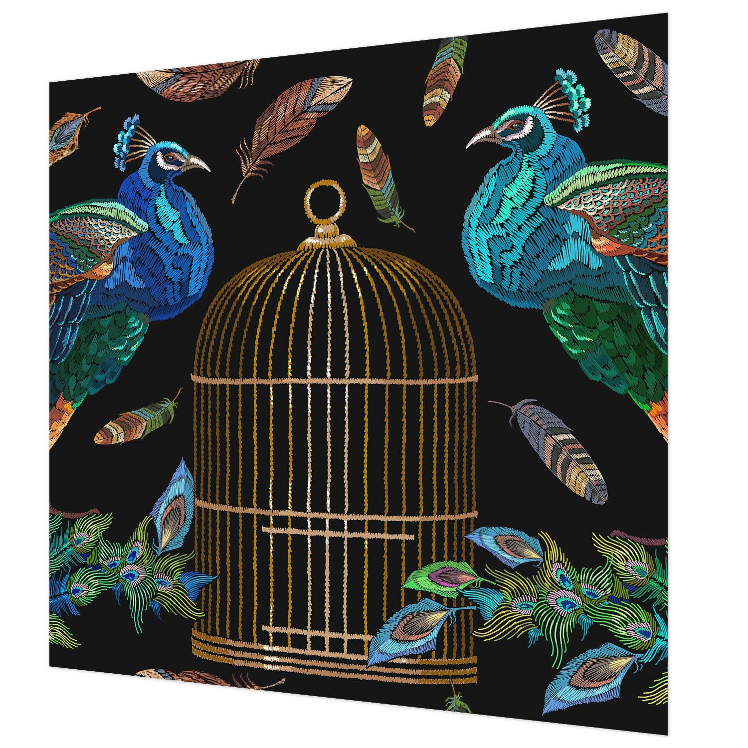 Papier peint intissé haute qualité 250x250 cm motif paon artistique
